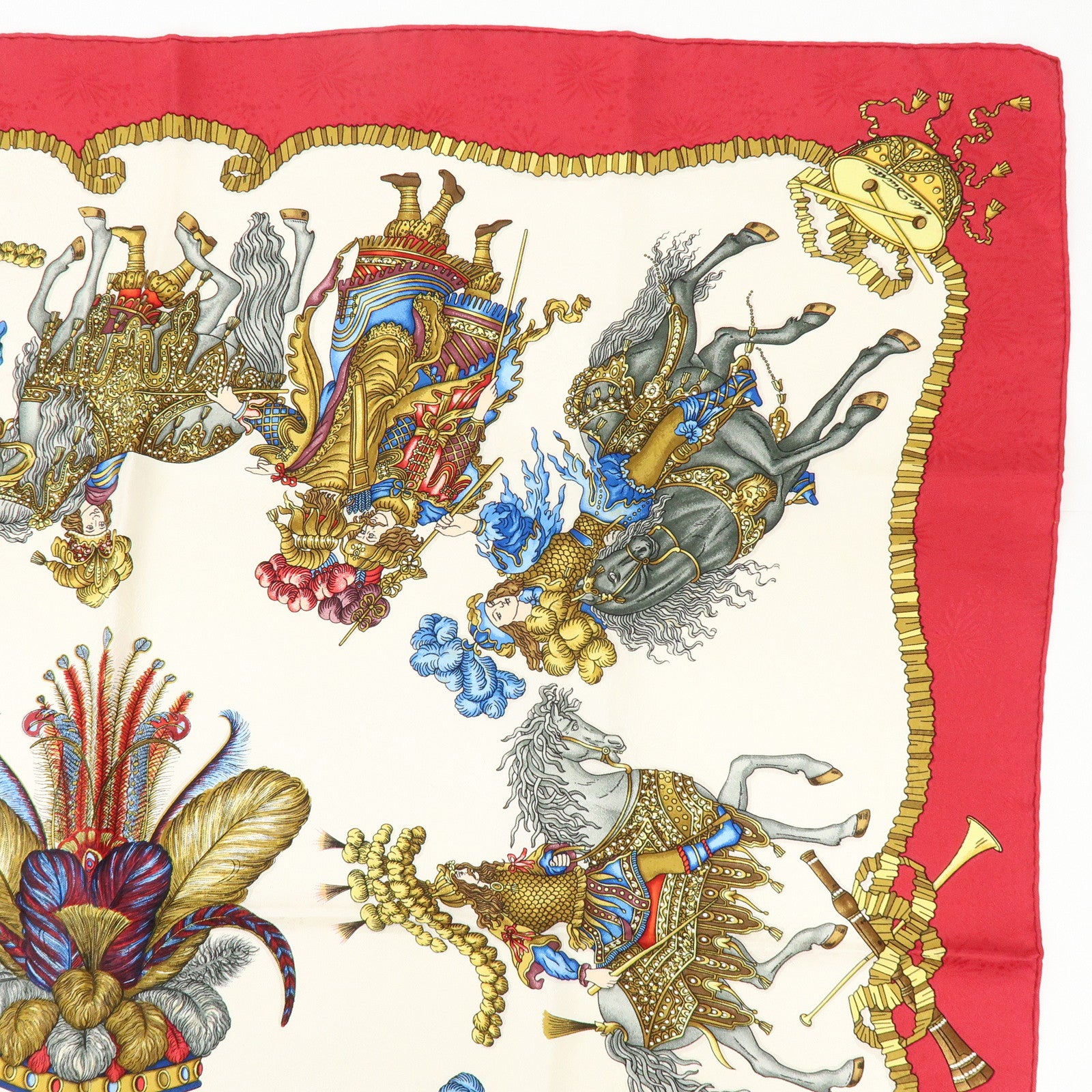 HERMES Carre 90 Set of 2 Silk 100% Scarf Brown Red