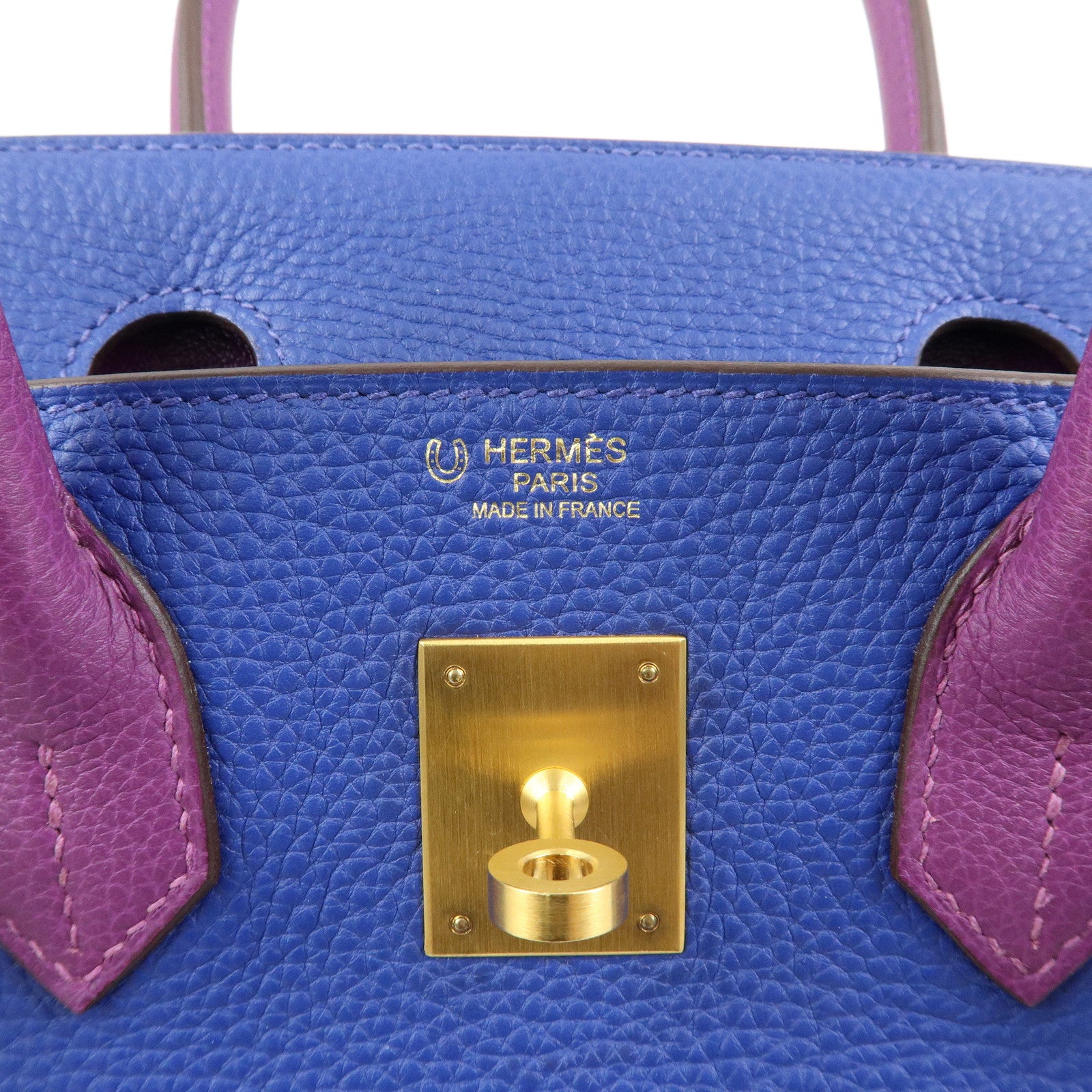 HERMES Birkin 30 Togo Leather Hand Bag HSS D Stamped Blue Anemone