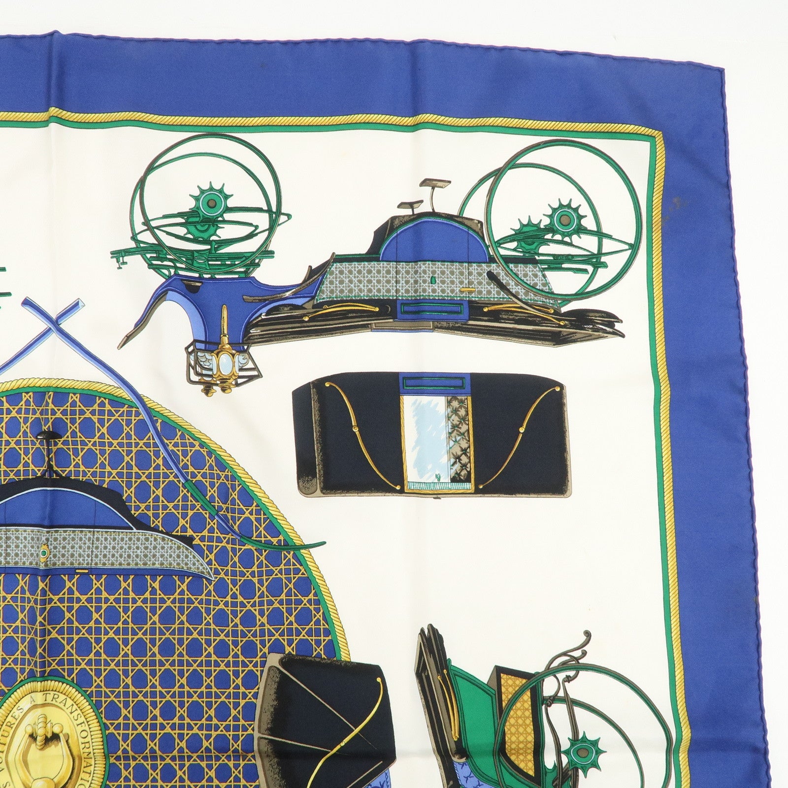 HERMES Carre 90 Silk 100% LES VOITURES A TRANSFORMATION