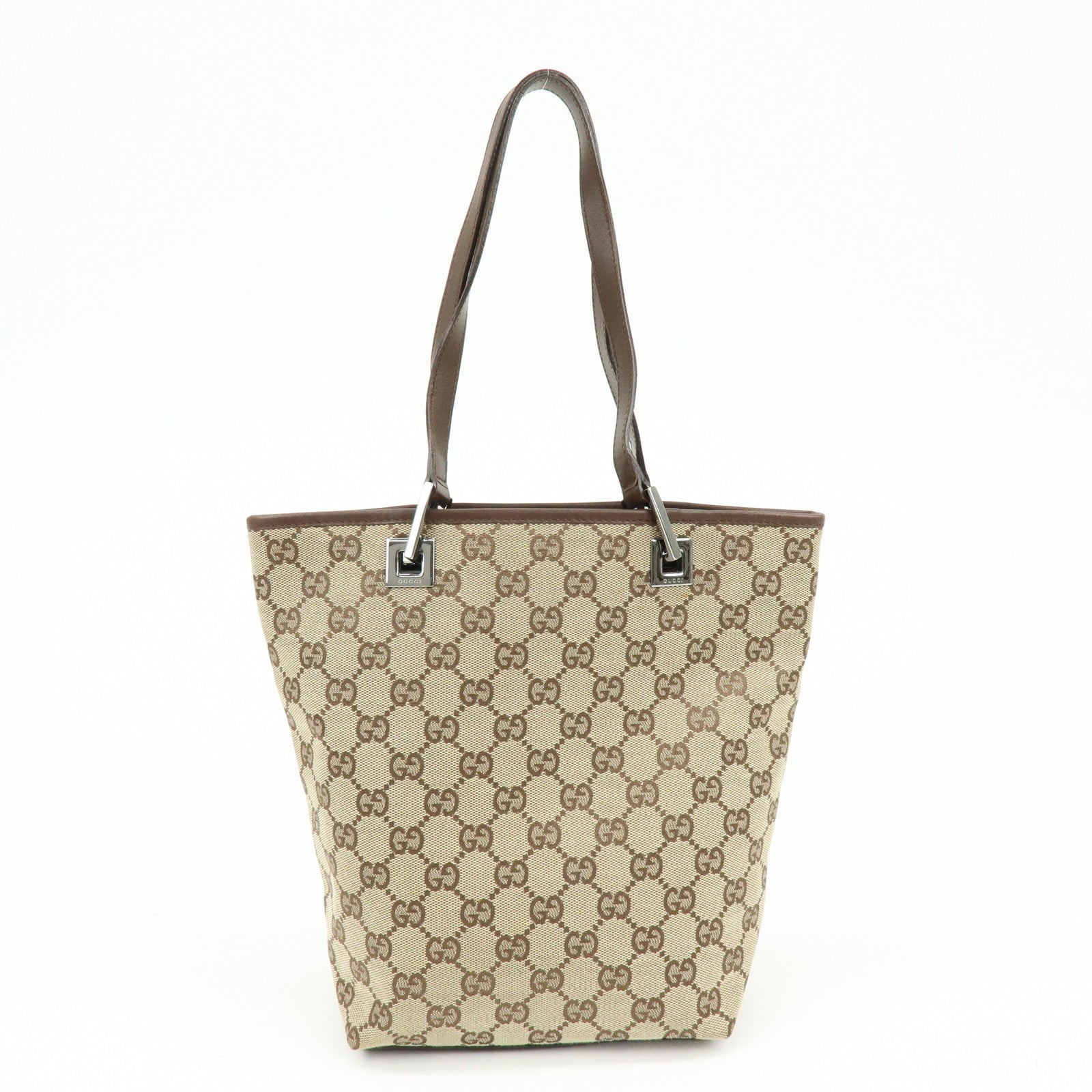 GUCCI GG Canvas Leather Tote Bag Shoulder Bag Beige Brown 31244