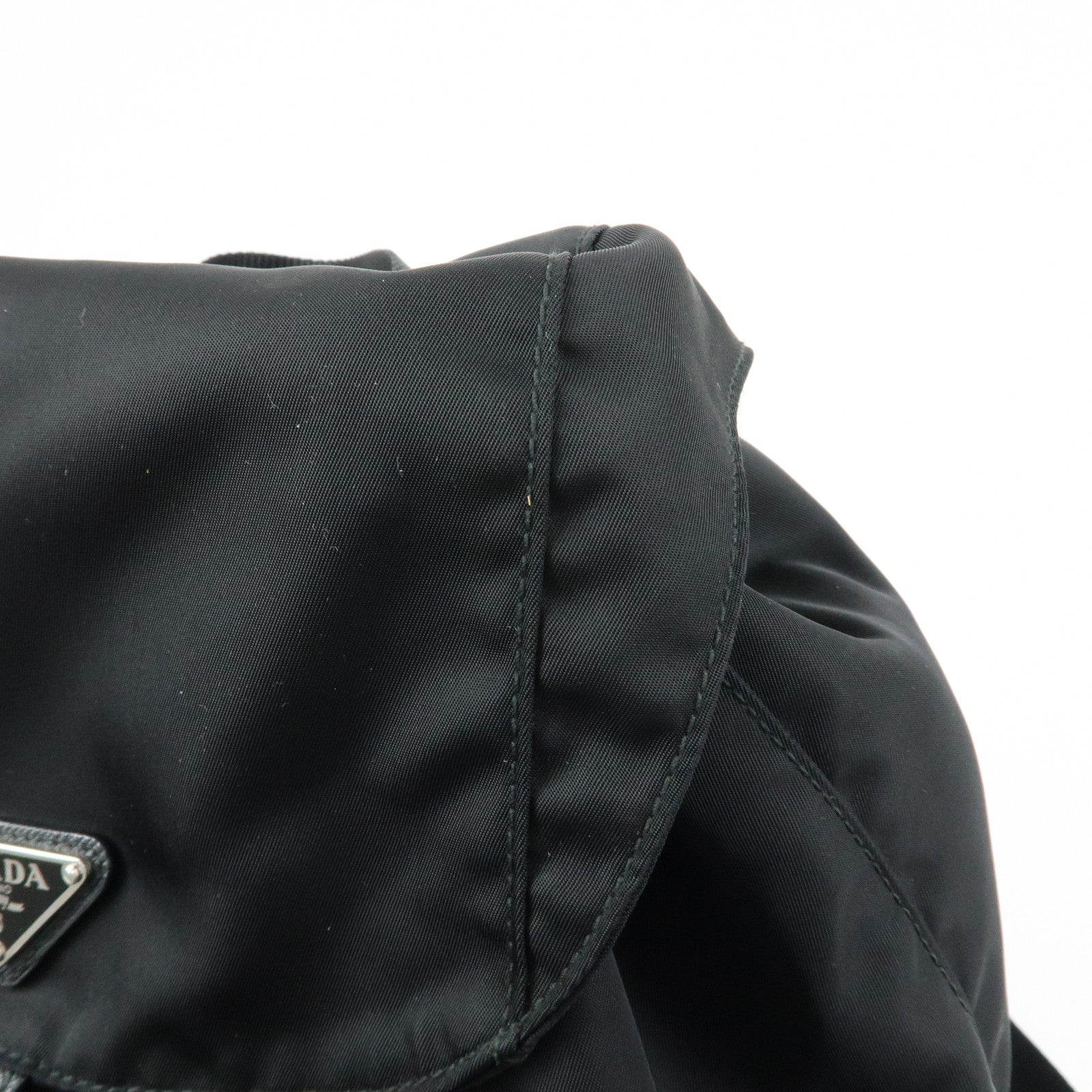 PRADA Triangle Logo Nylon Leather Backpack Rucksack Black 1BZ005