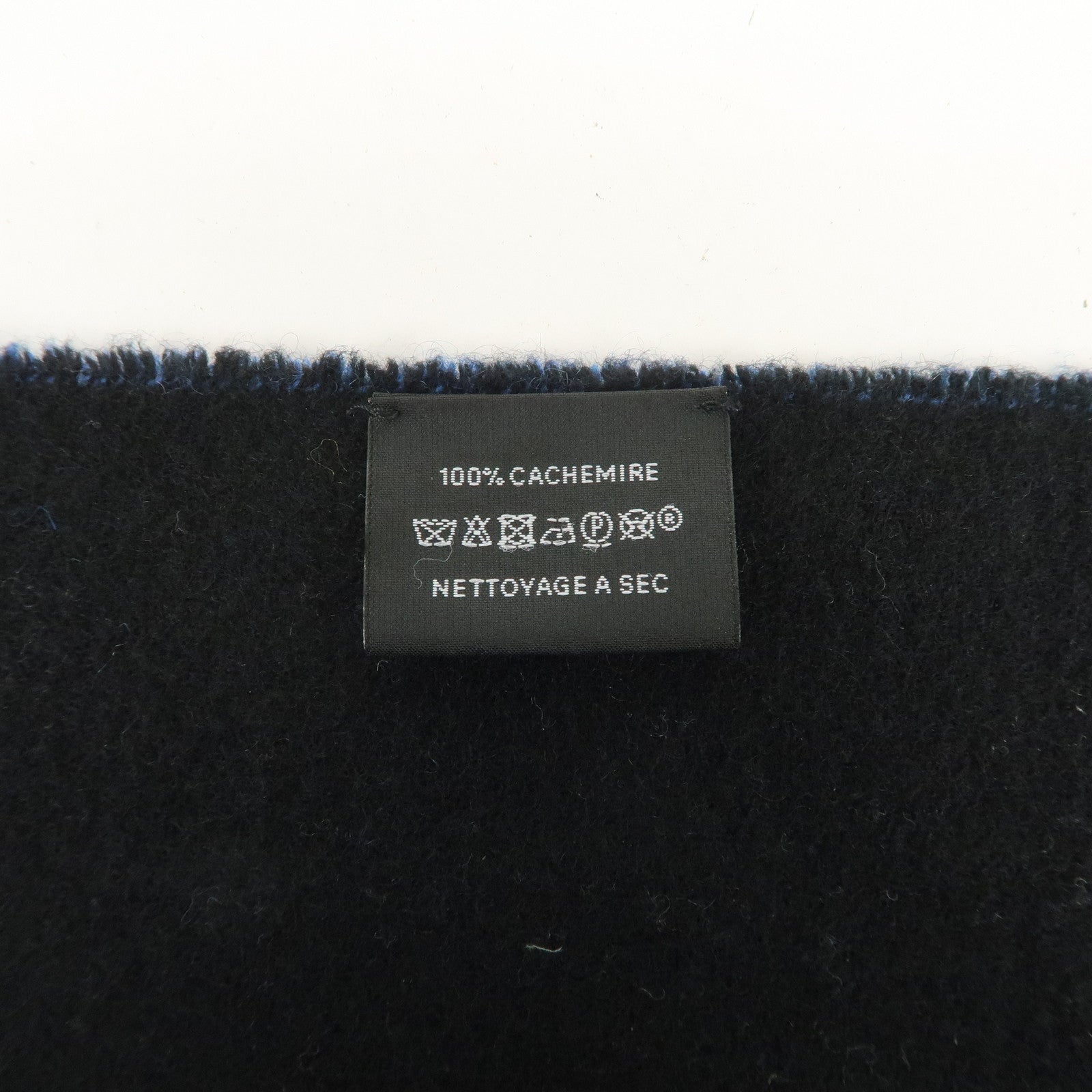 HERMES Cashmere 100% Scarf Blue Black