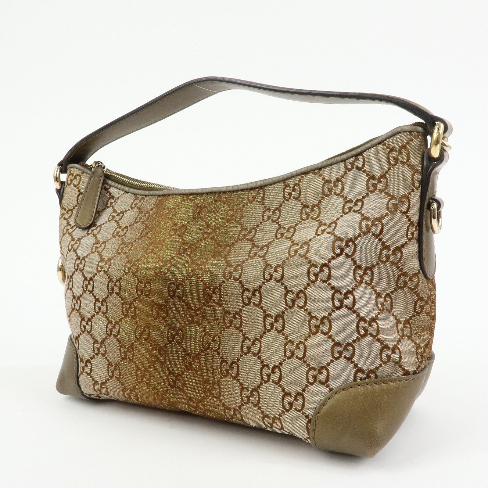 GUCCI Bamboo Heartbit GG Canvas Leather Shoulder Bag Brown 269959