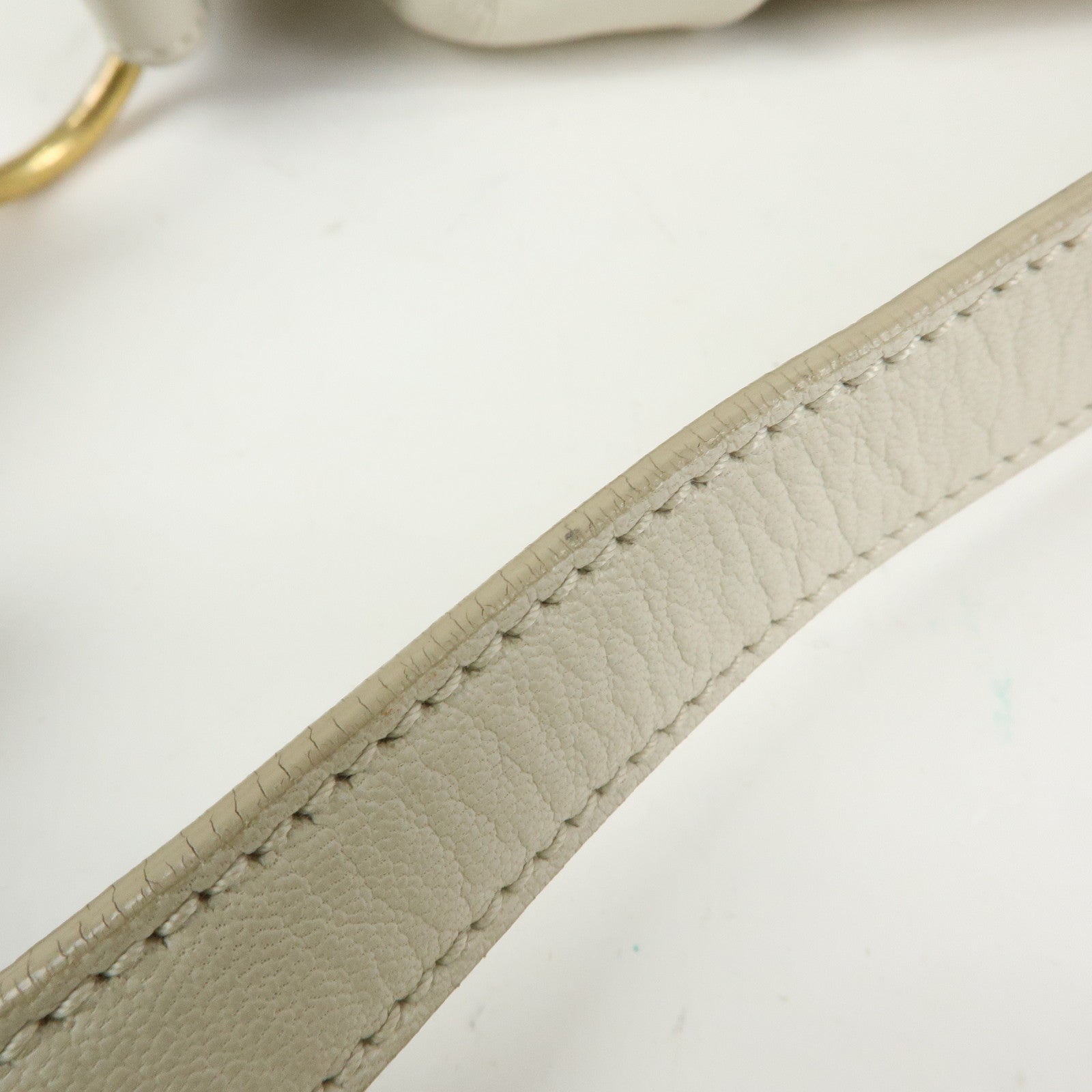 SAINT LAURENT PARIS YSL Ribbon Leather Shoulder Bag Ivory 151216