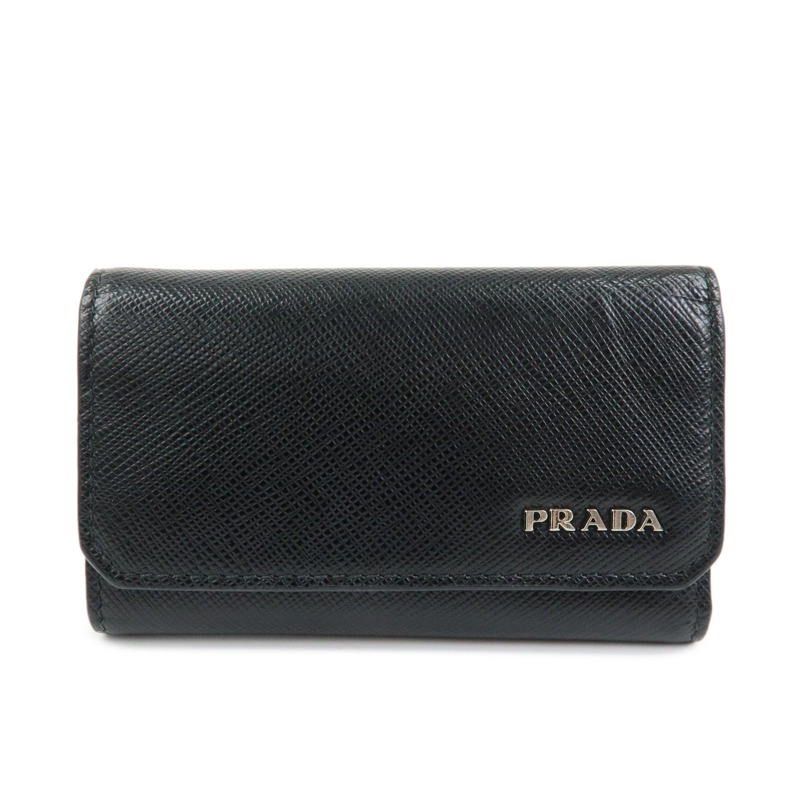 PRADA Saffiano Leather 6 Ring Key Case Key Holder Black 2PG222