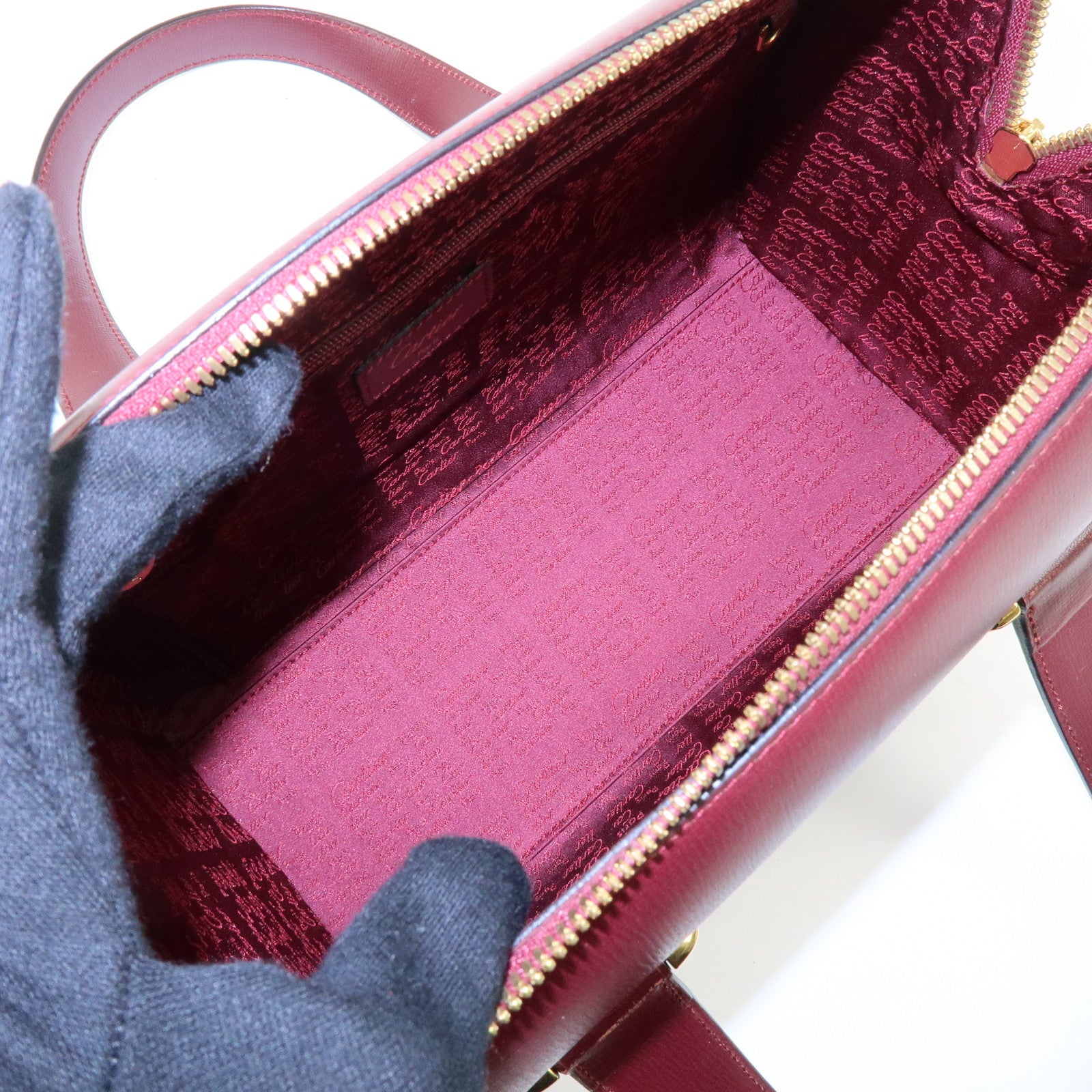 Cartier Must de Cartier Leather Boston Bag Hand Bag Bordeaux
