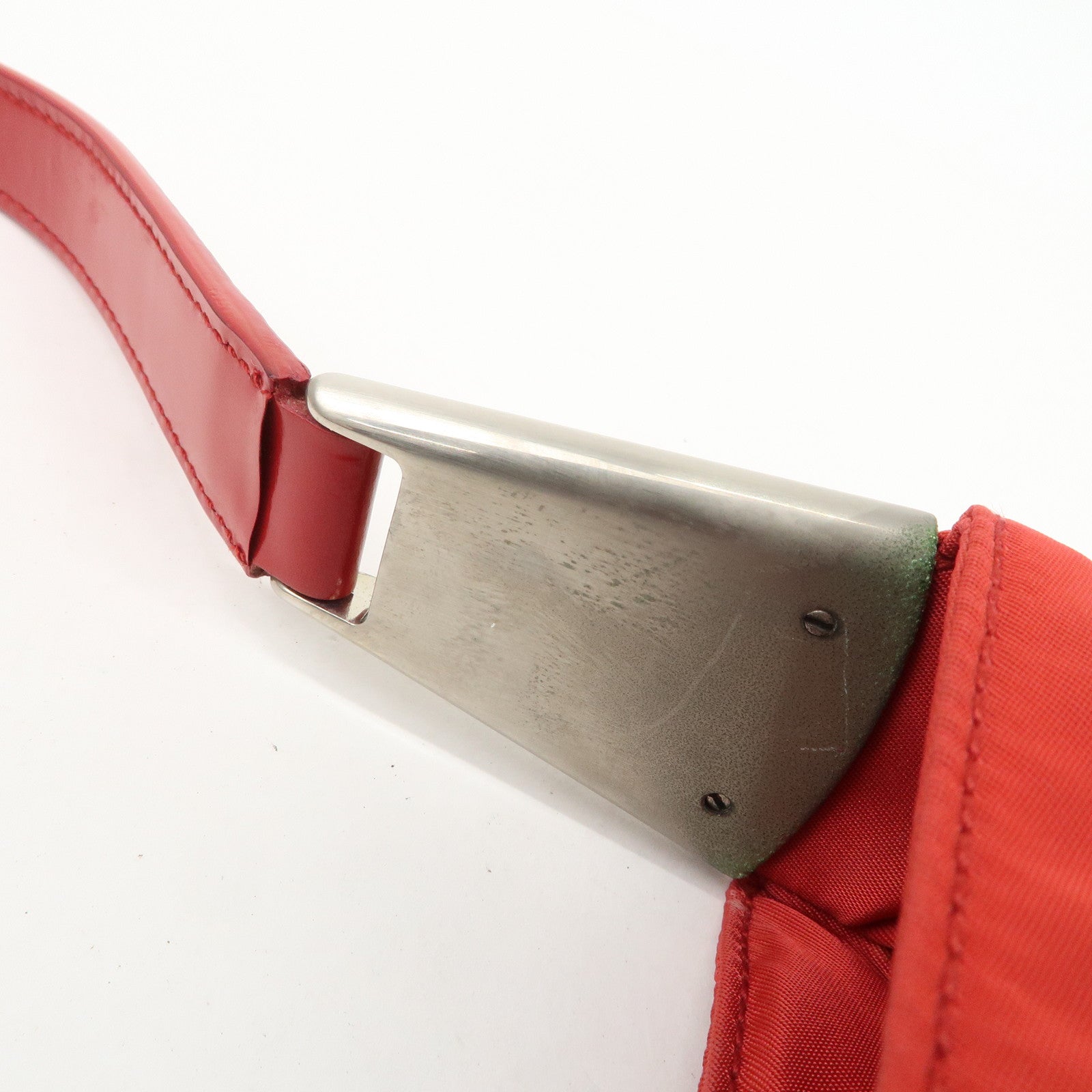 PRADA Nylon Patent Leather Shoulder Bag Red B8844