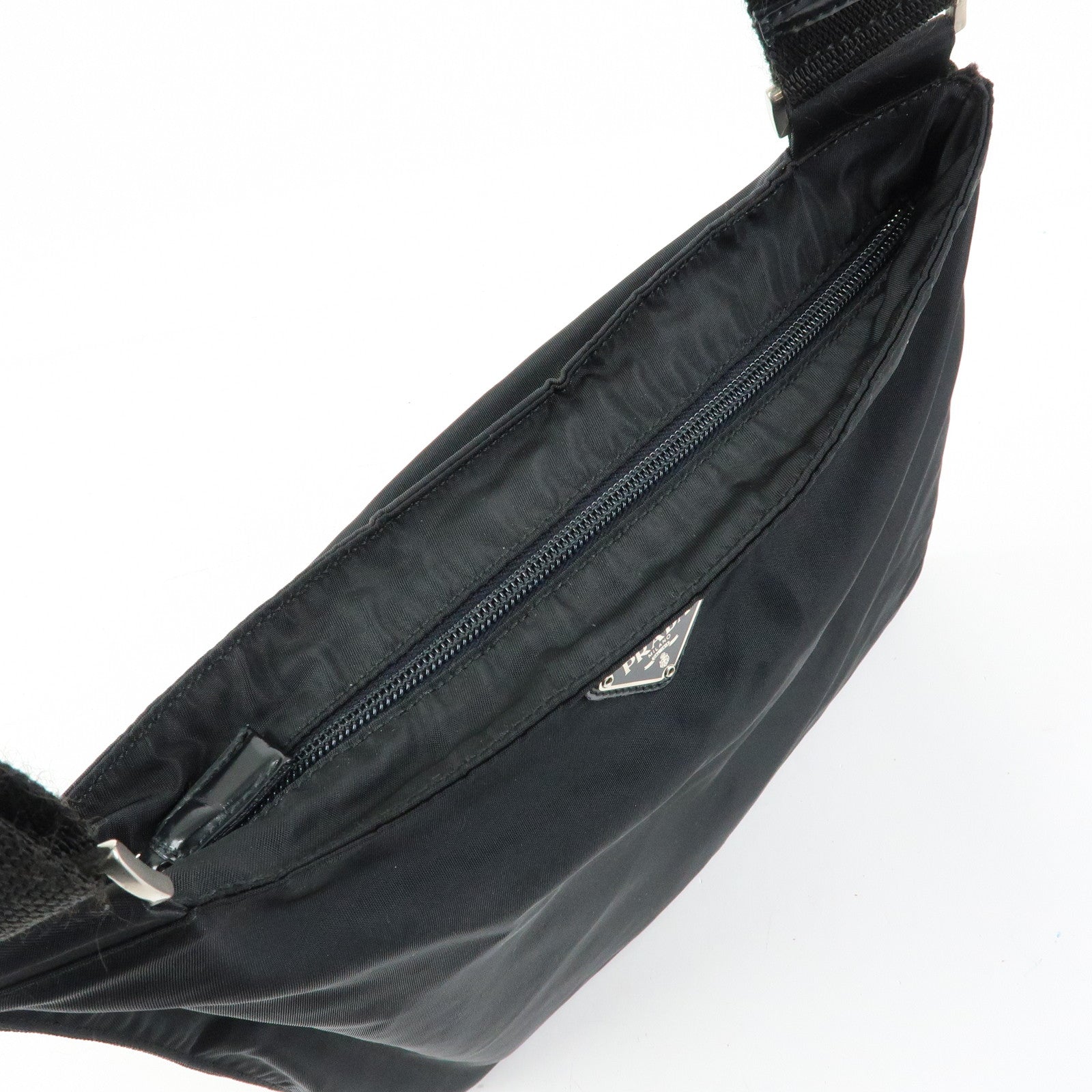 PRADA Triangle Logo Nylon Shoulder Bag Crossbody Bag Black BT0420