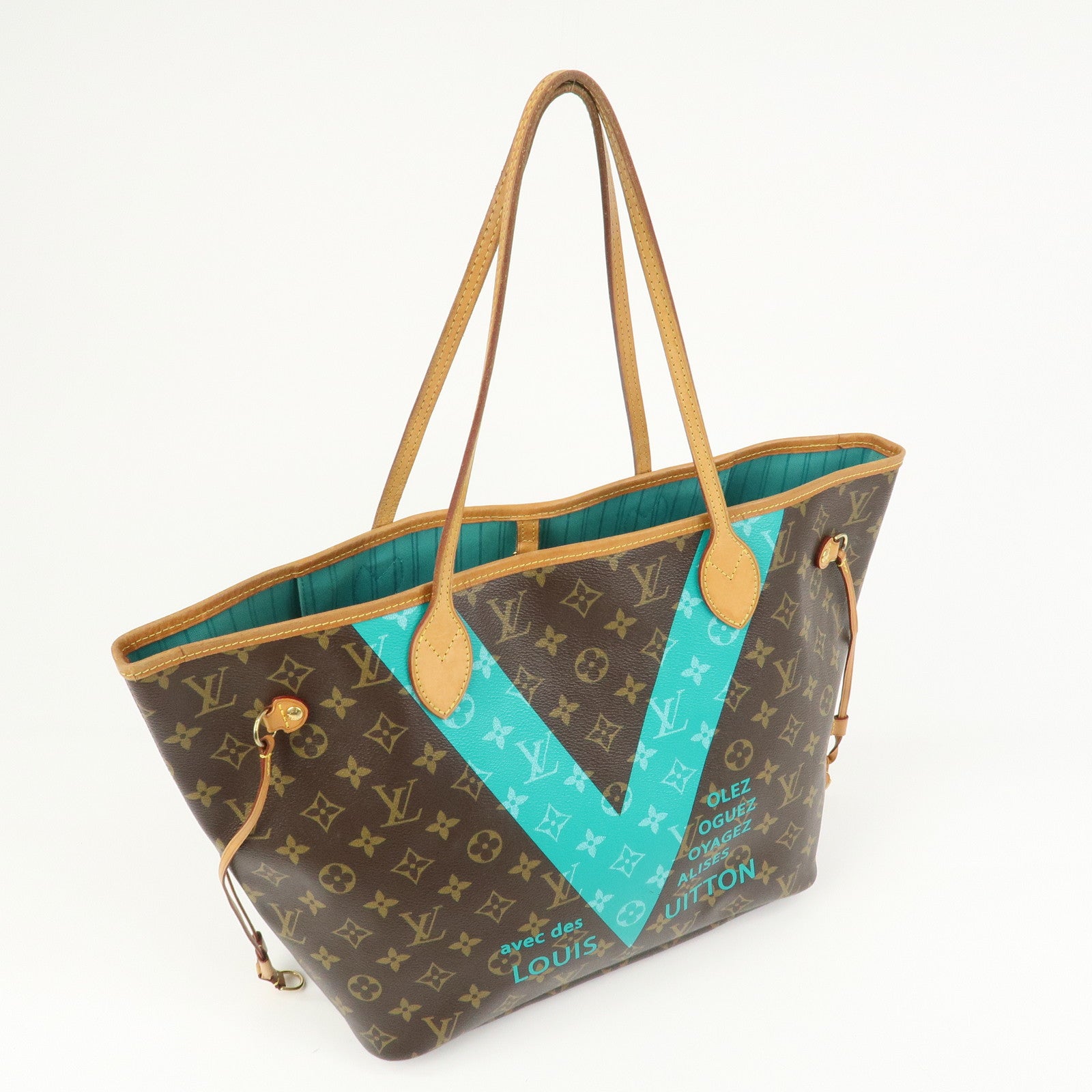 Louis Vuitton Monogram V Neverfull MM Tote Bag Turquoise M41601