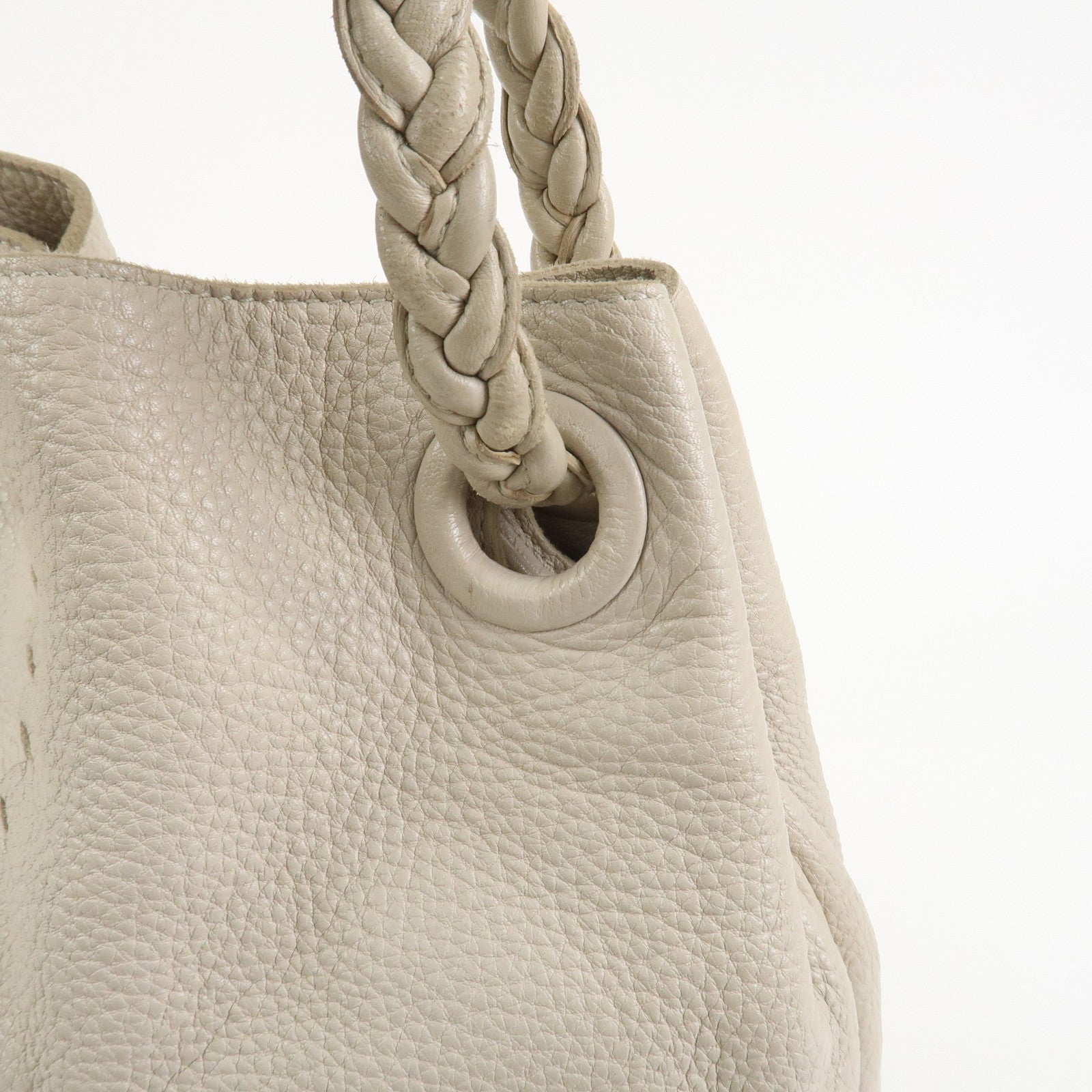 BOTTEGA VENETA Calf Leather 2Way Shoulder Bag Hand Bag Ivory