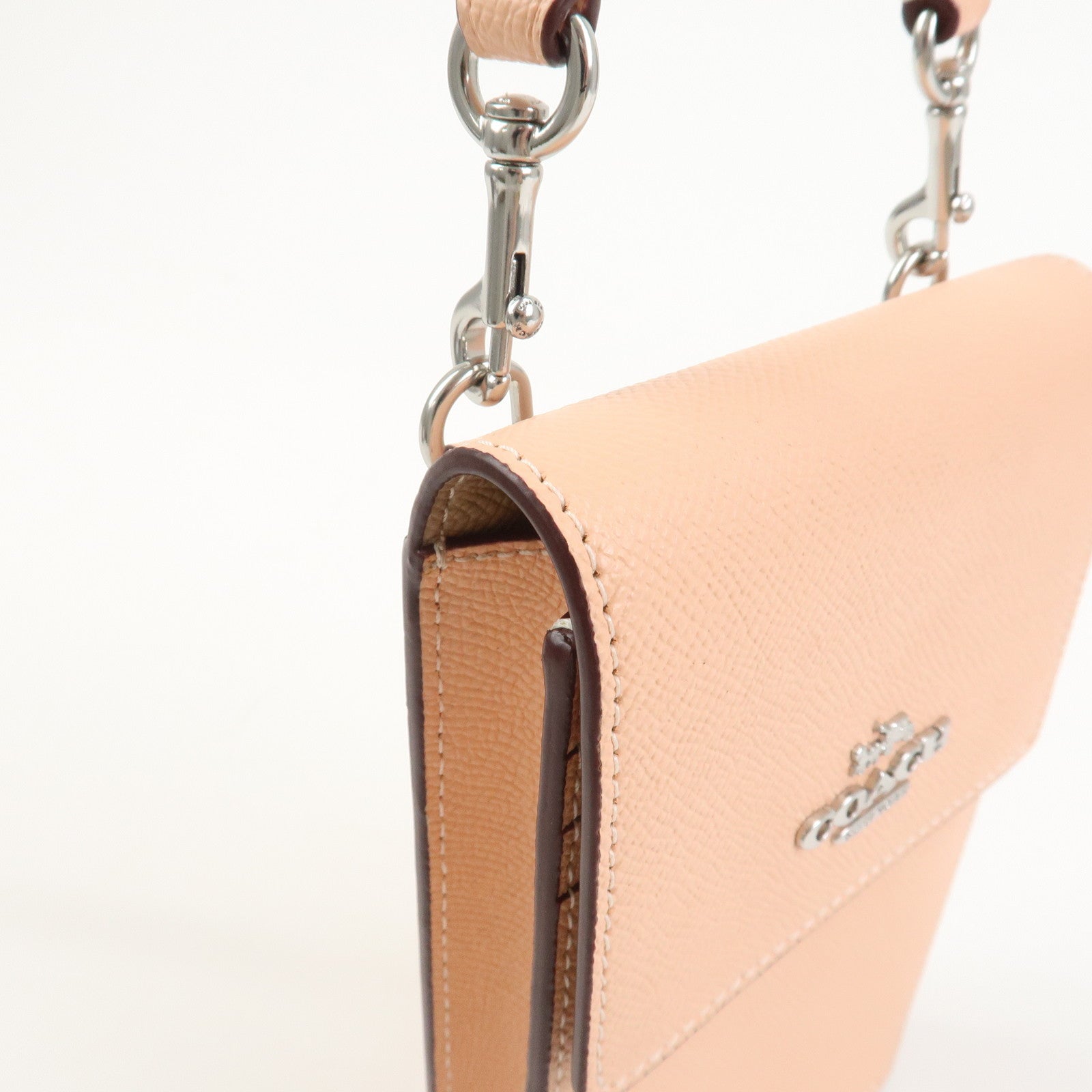 COACH Logo Leather Shoulder Bag Crossbody Bag Pink