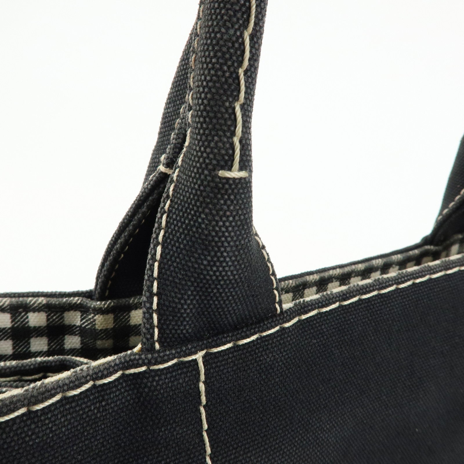 PRADA Canapa Mini Triangle Logo Canvas 2Way Hand Bag Black 1BG439