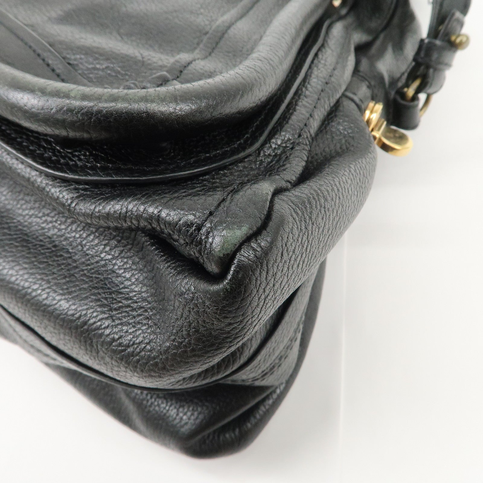 Chloe Paraty Logo Leather 2WAY Bag Shoulder Bag Hand Bag Black