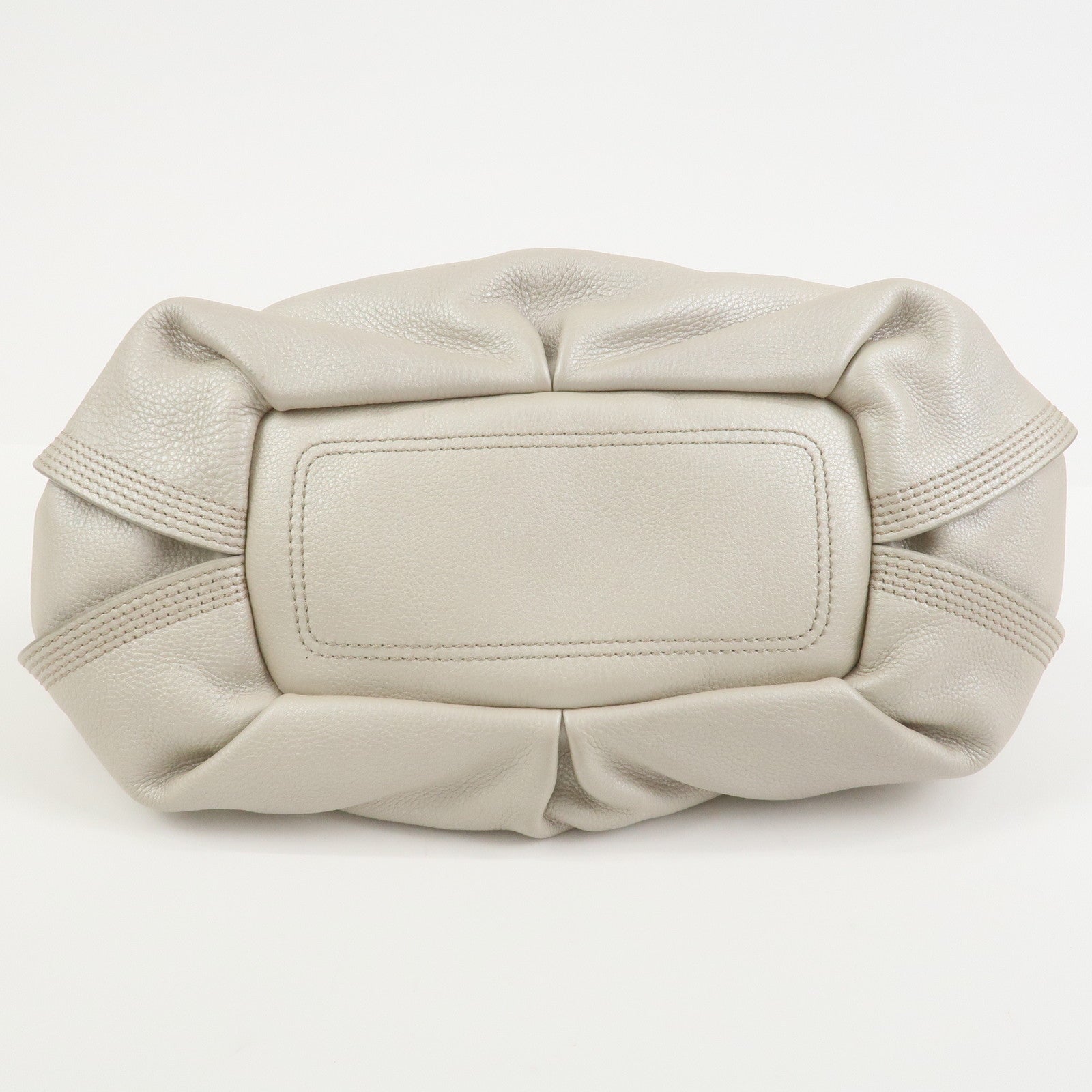 CELINE Bittersweet Leather Shoulder Bag Hand Bag Pearl White