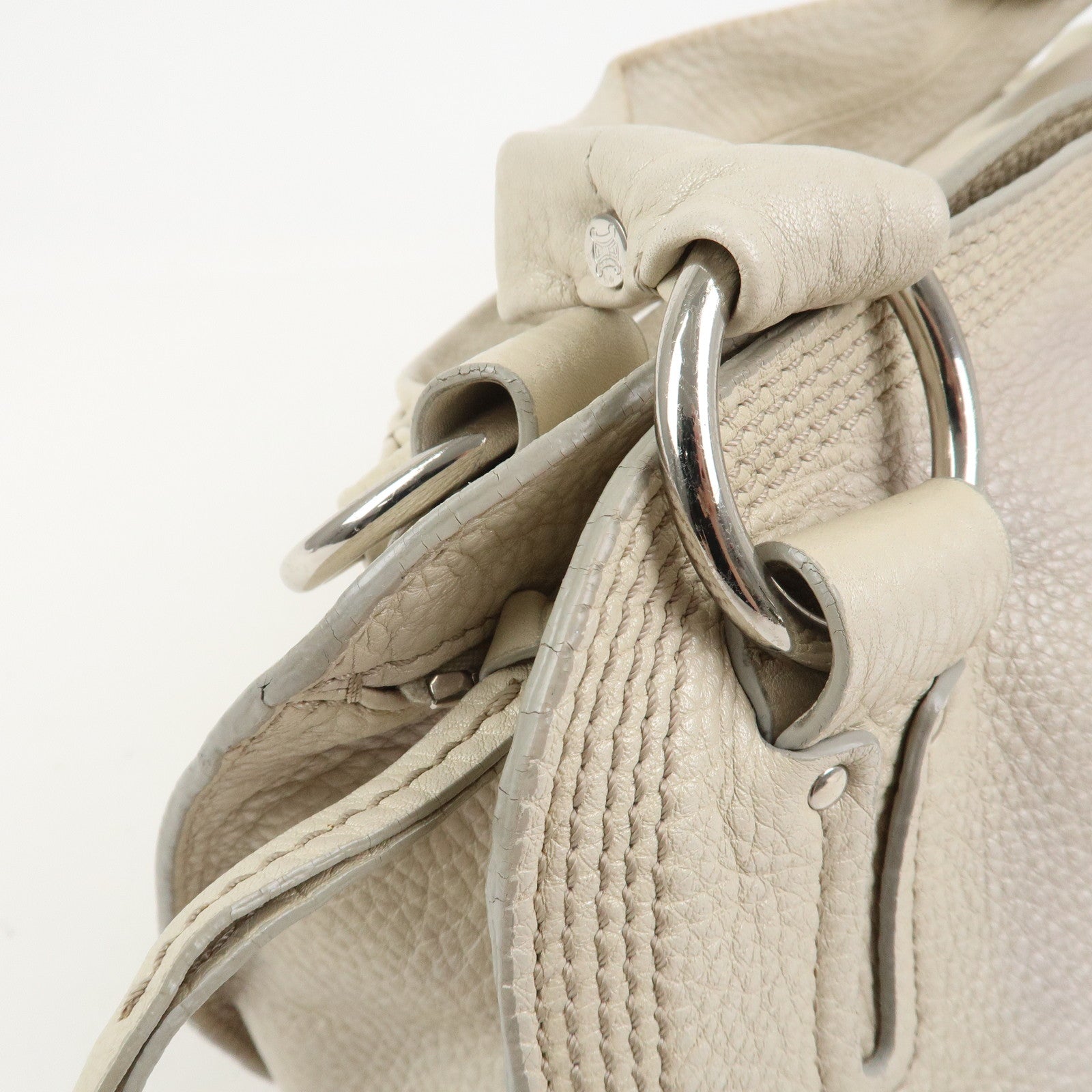 CELINE Bitter Sweet Leather Shoulder Bag Hand Bag Ivory