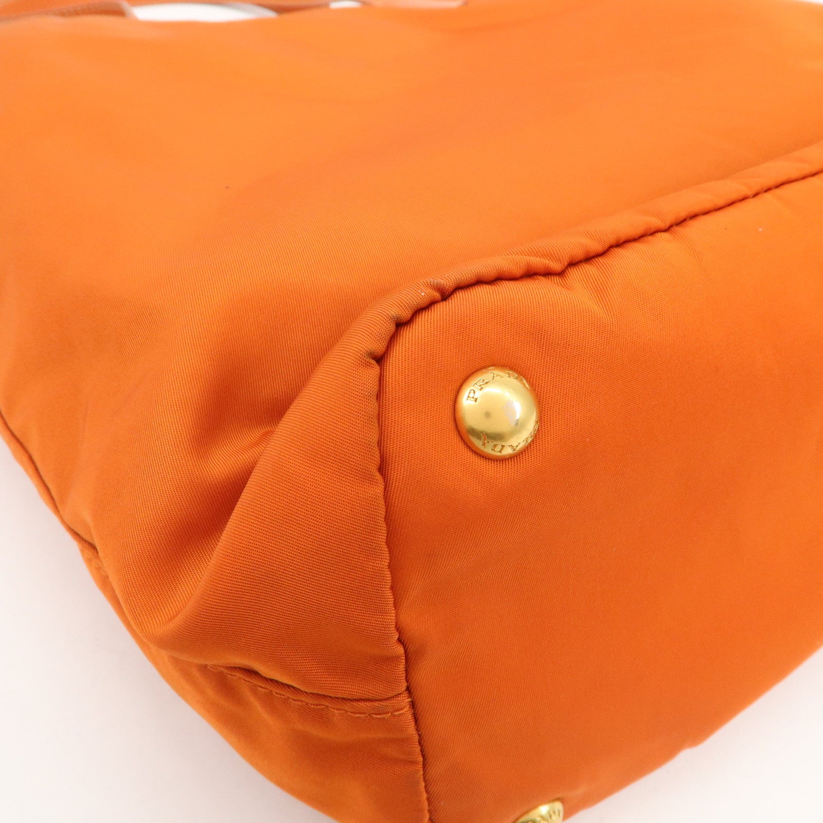 PRADA Nylon Saffiano Leather Tote Bag Hand Bag Orange