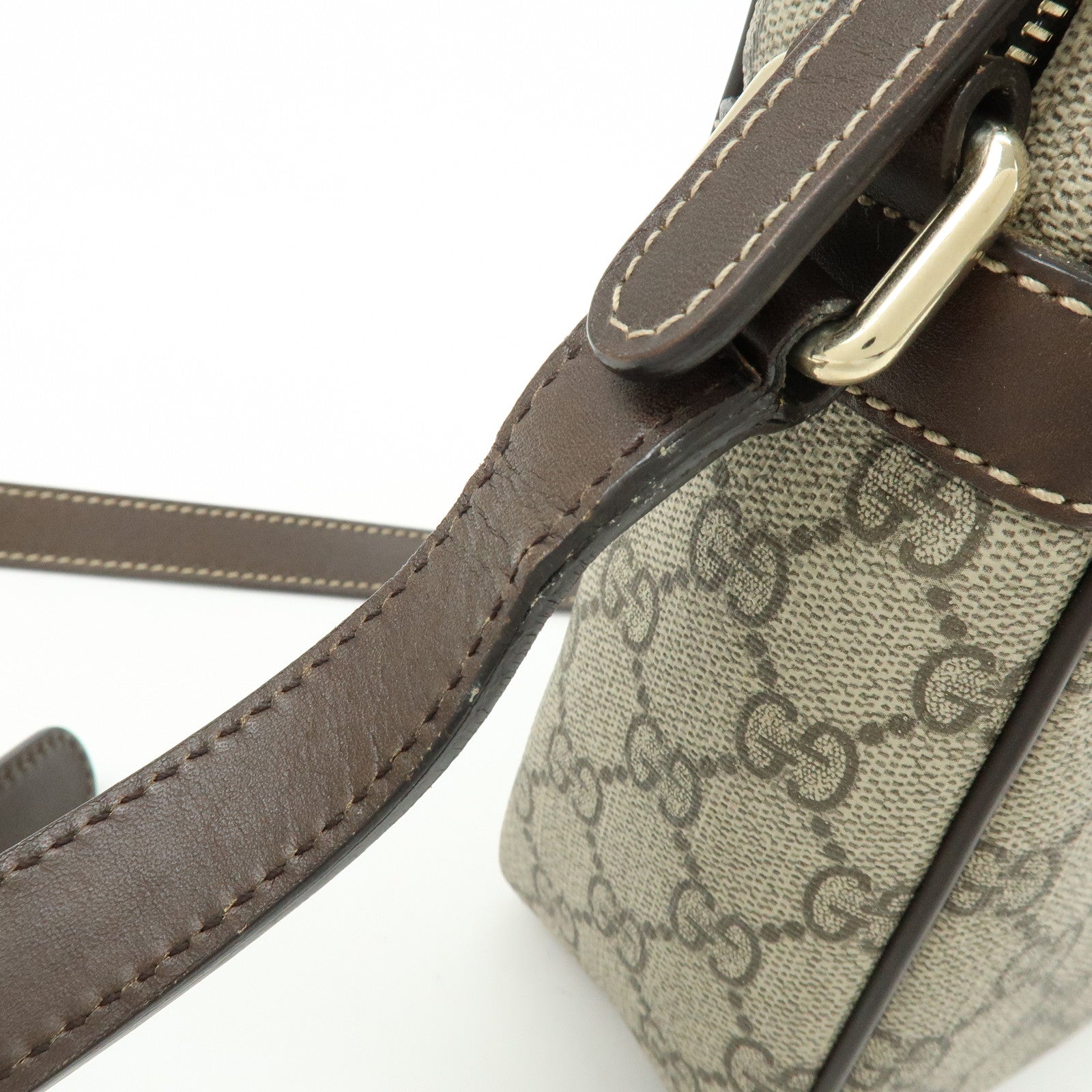 GUCCI GG Supreme Leather Shoulder Crossbody Bag Beige Brown 233268