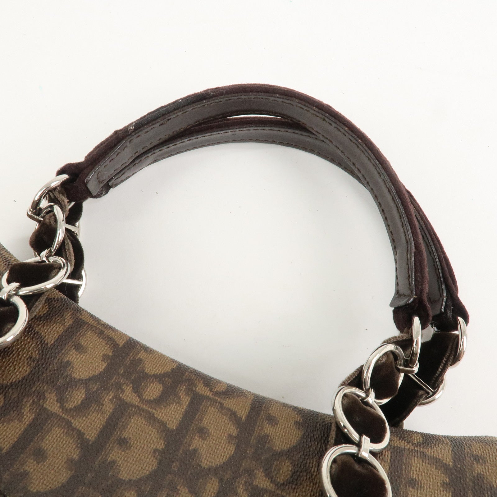 Christian Dior Trotter Romantic PVC Suede Hand Bag Brown