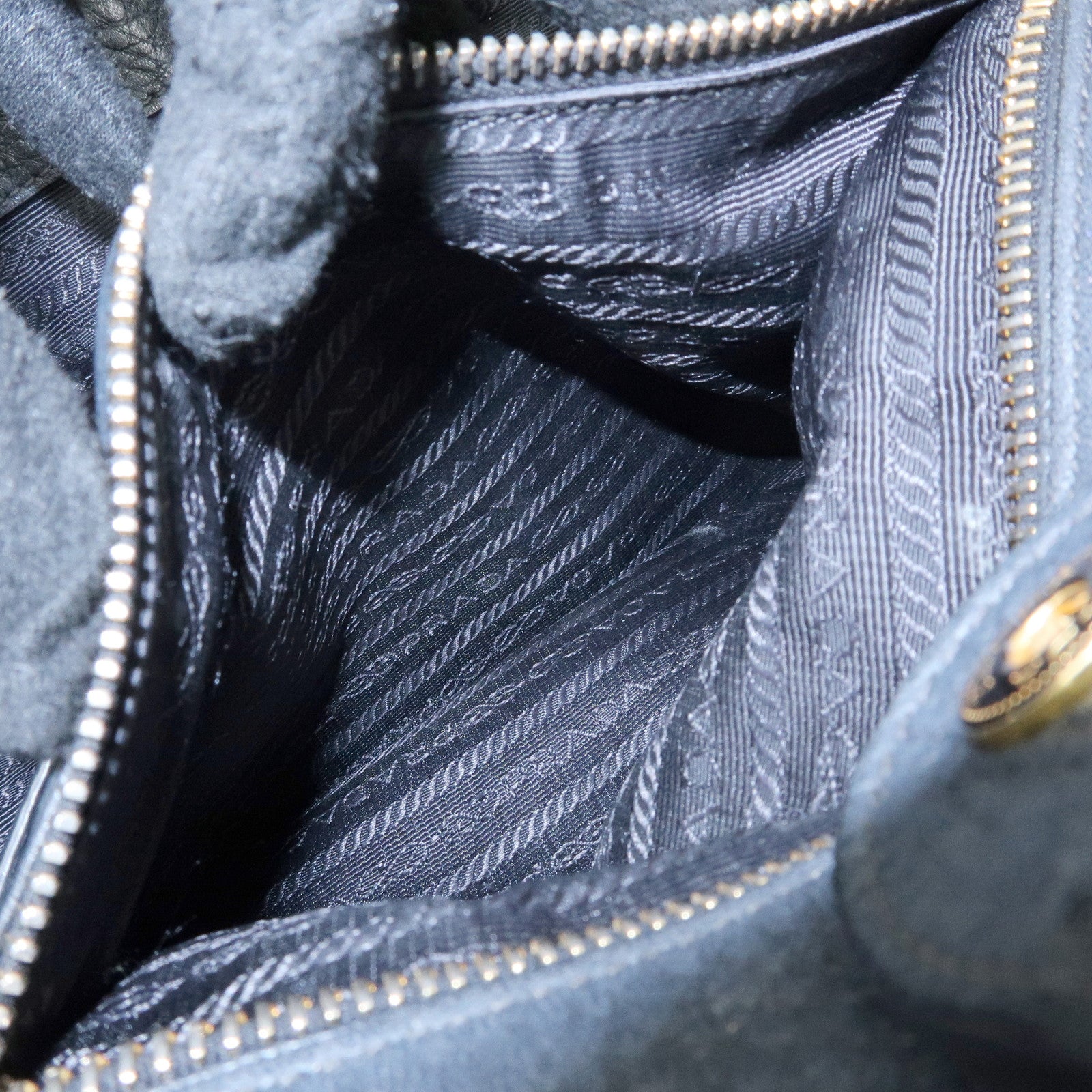 PRADA Triangle Logo Calf Leather 2Way Hand Bag Shoulder Bag Black