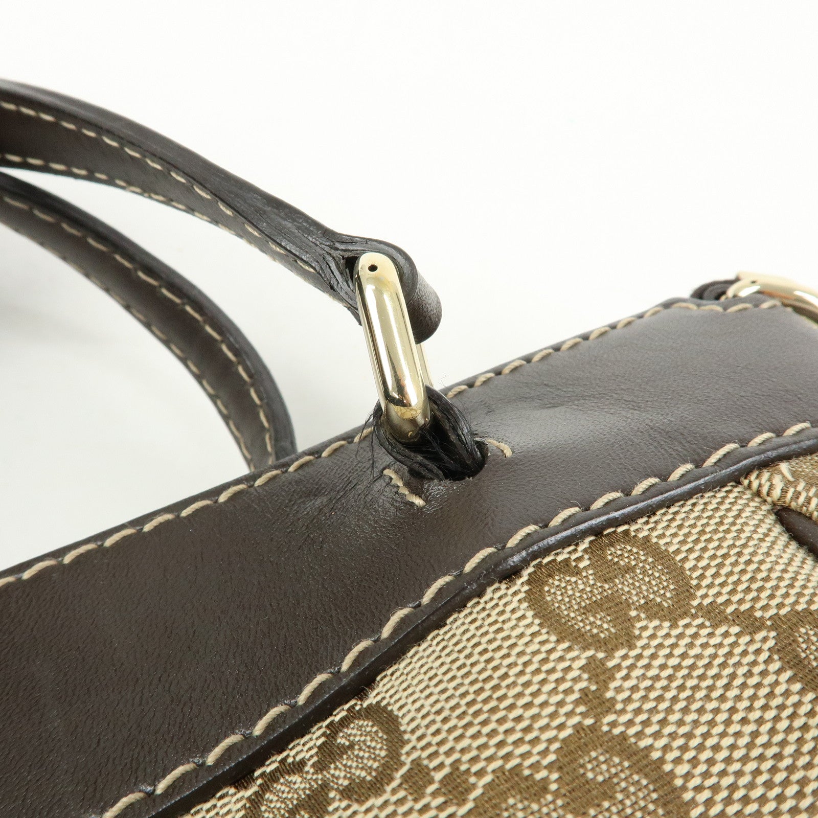 GUCCI Mayfair GG Canvas Leather Hand Bag Beige Brown 269894