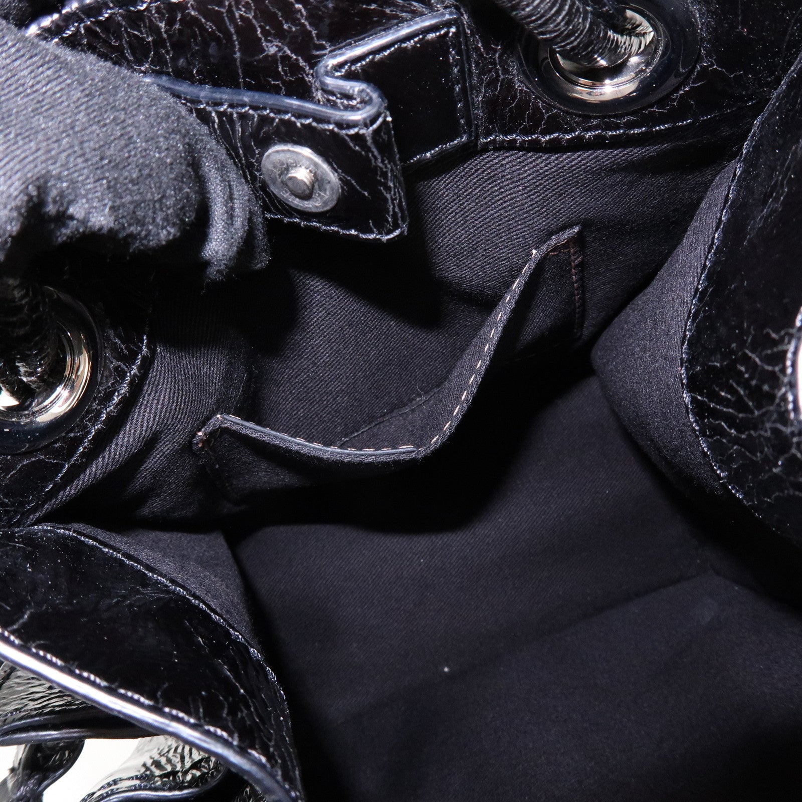 LOEWE Anagram Patent Leather Hand Bag Shoulder Bag Black Brown