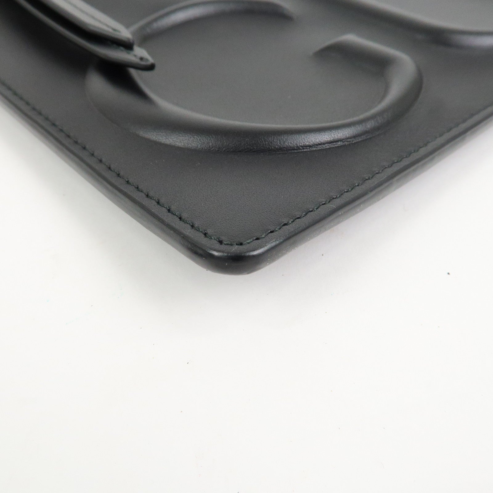 GUCCI Logo Leather XL Clutch Bag Black 421853