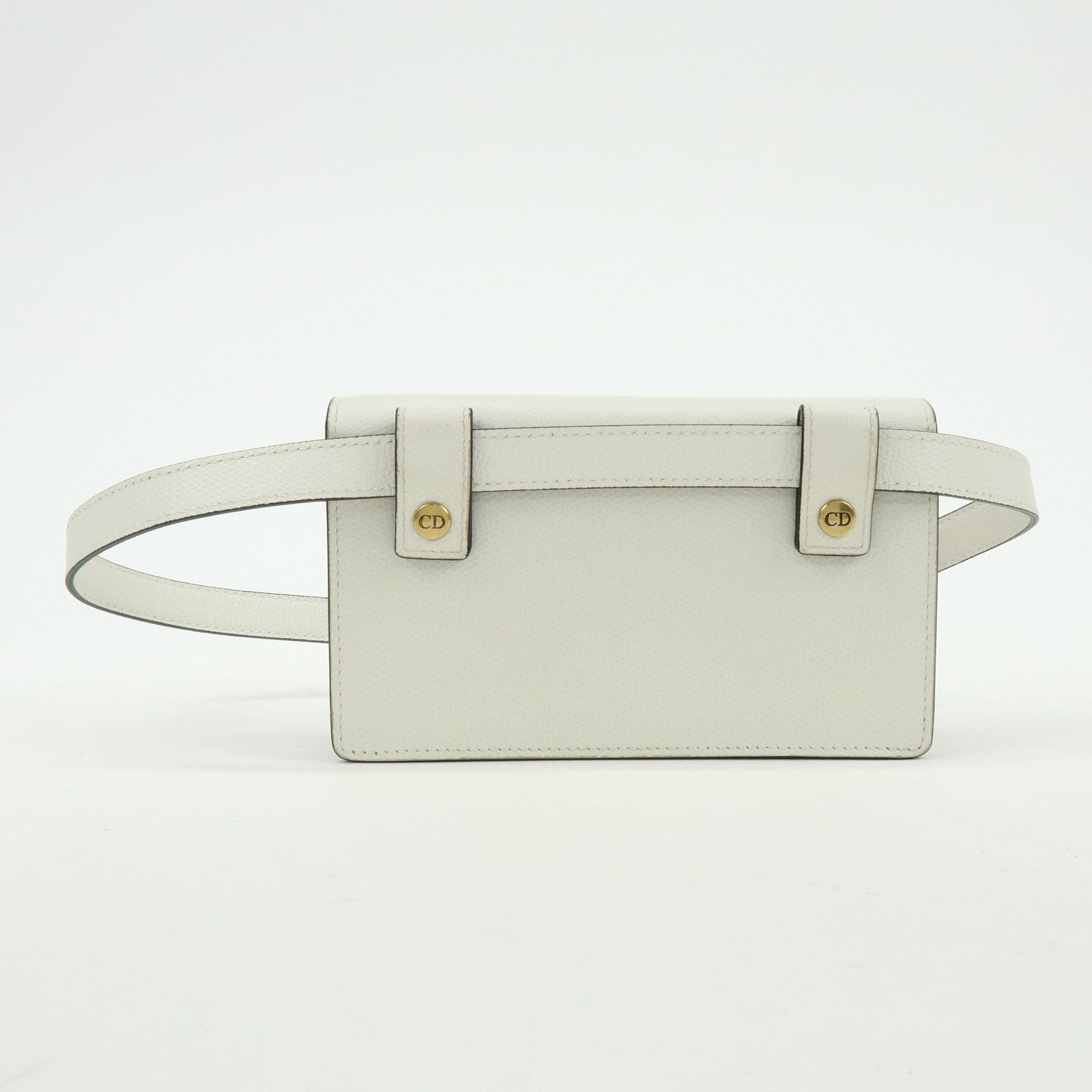 Christian Dior Saddle Calf Leather Waist Pouch Body Bag White