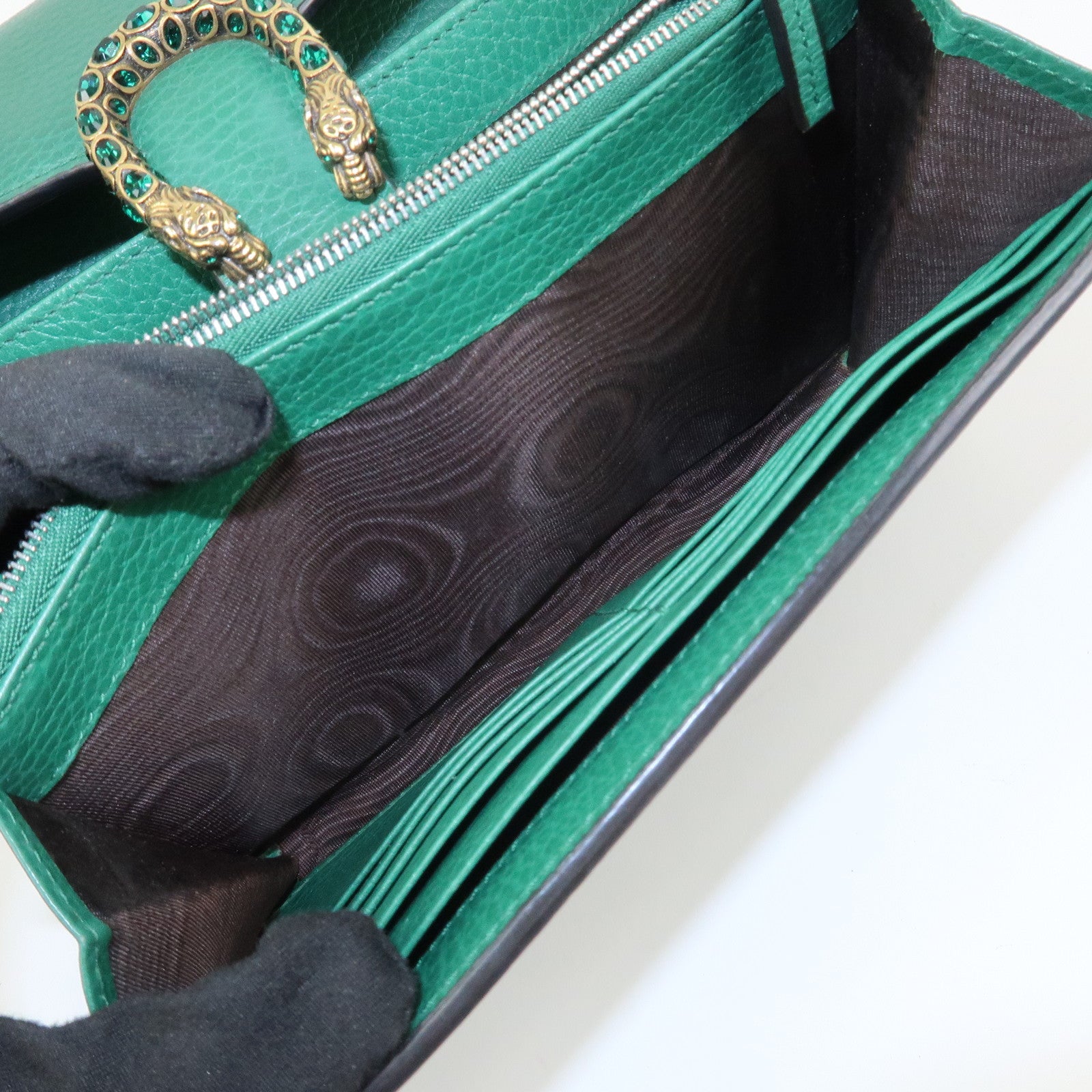 GUCCI Dionysus Leather Chain Shoulder Bag Green 401231