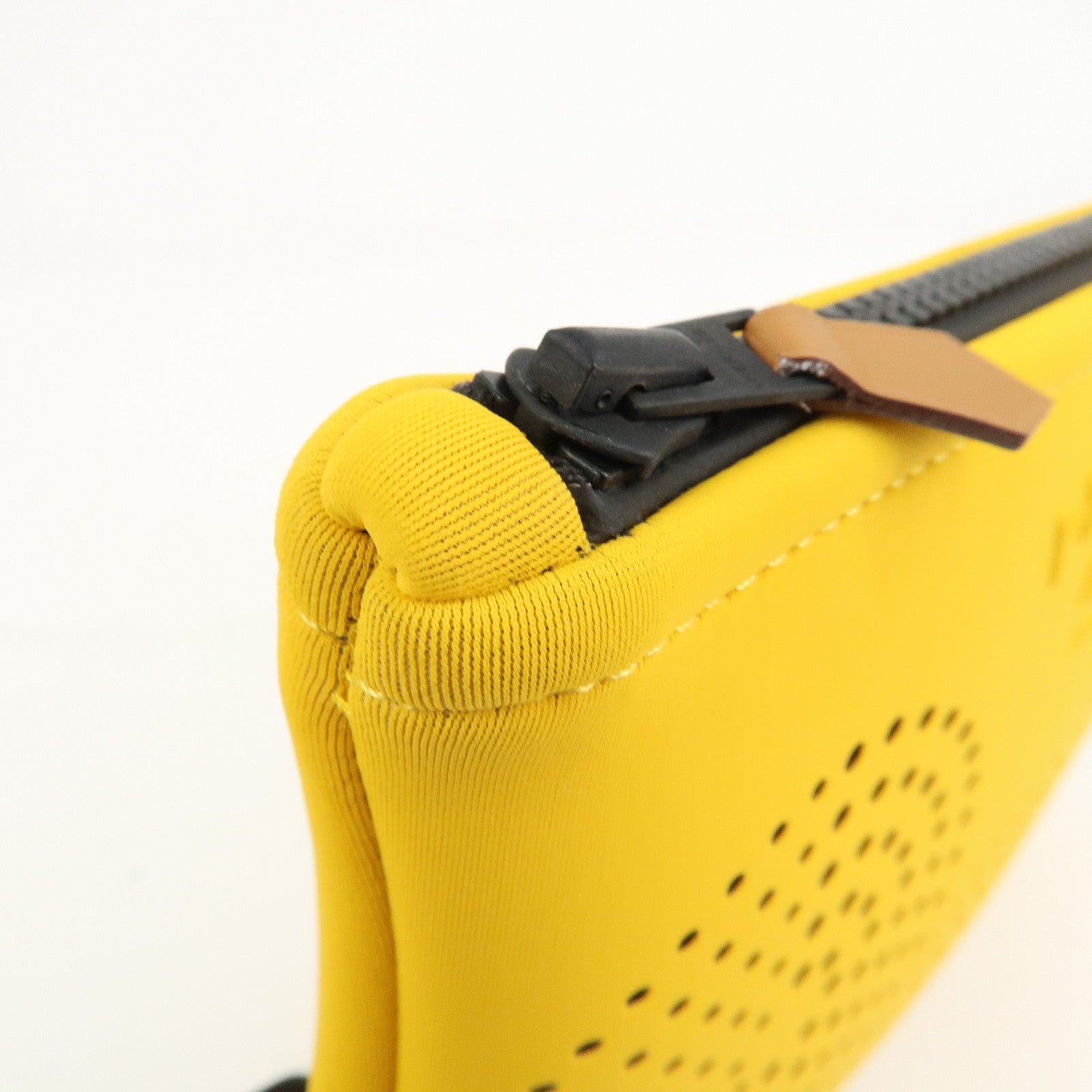 HERMES Neoprene Leather Neobain PM Pouch Cosmetic Pouch Yellow