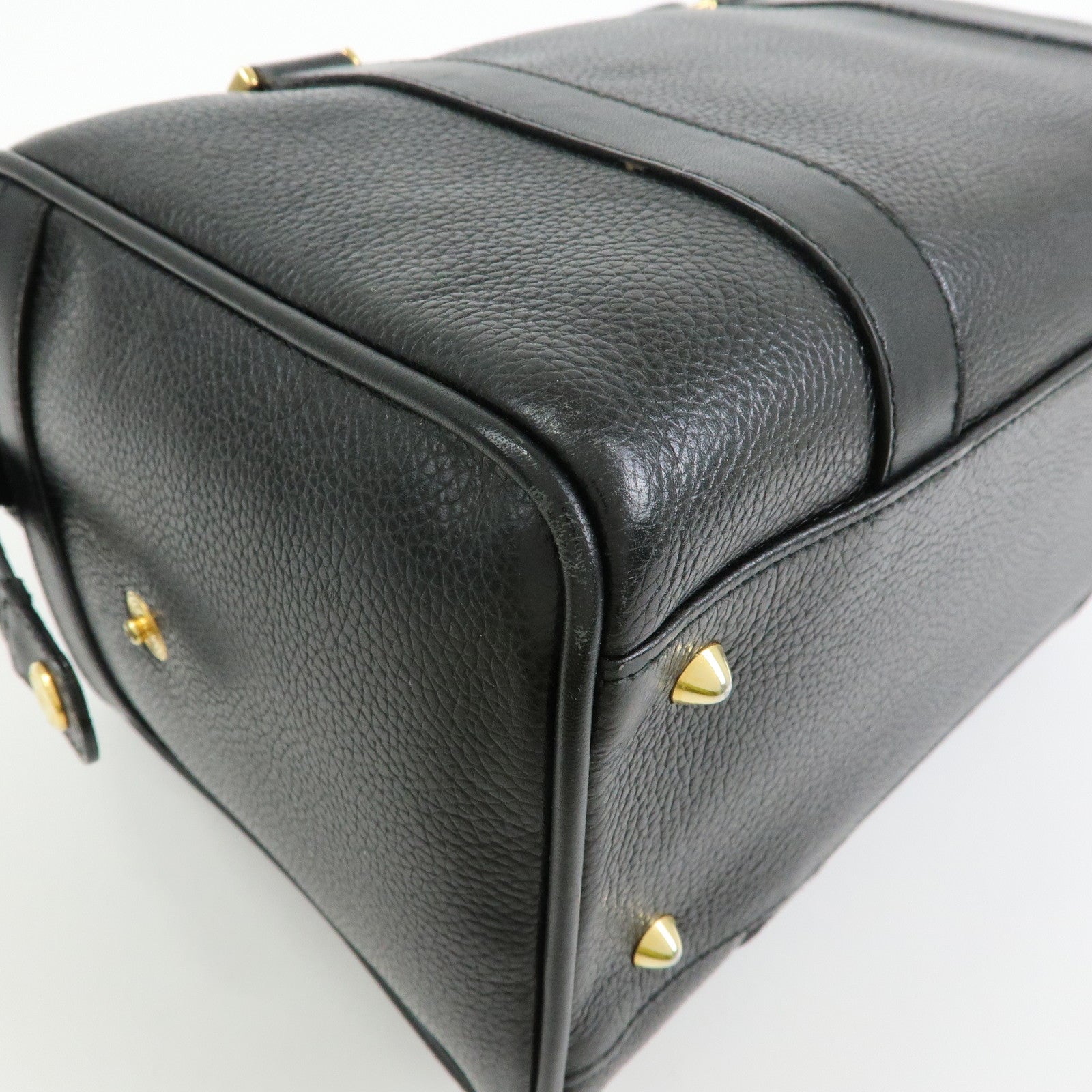 GUCCI Interlocking G Leather Boston Bag Hand Bag Black 000・58・0093