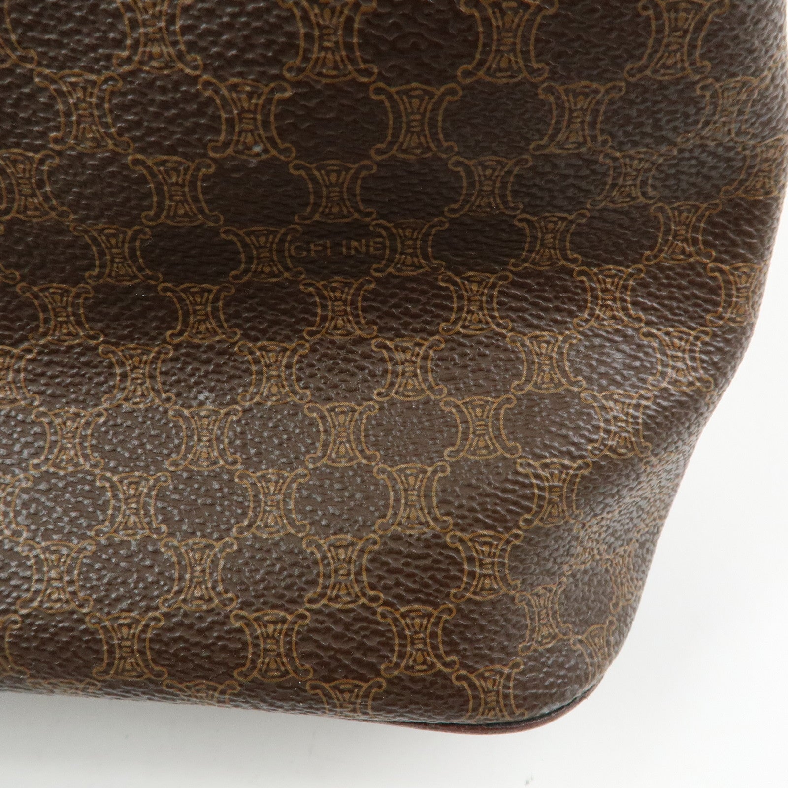 CELINE Macadam PVC Canvas Shoulder Bag Hand Bag Brown