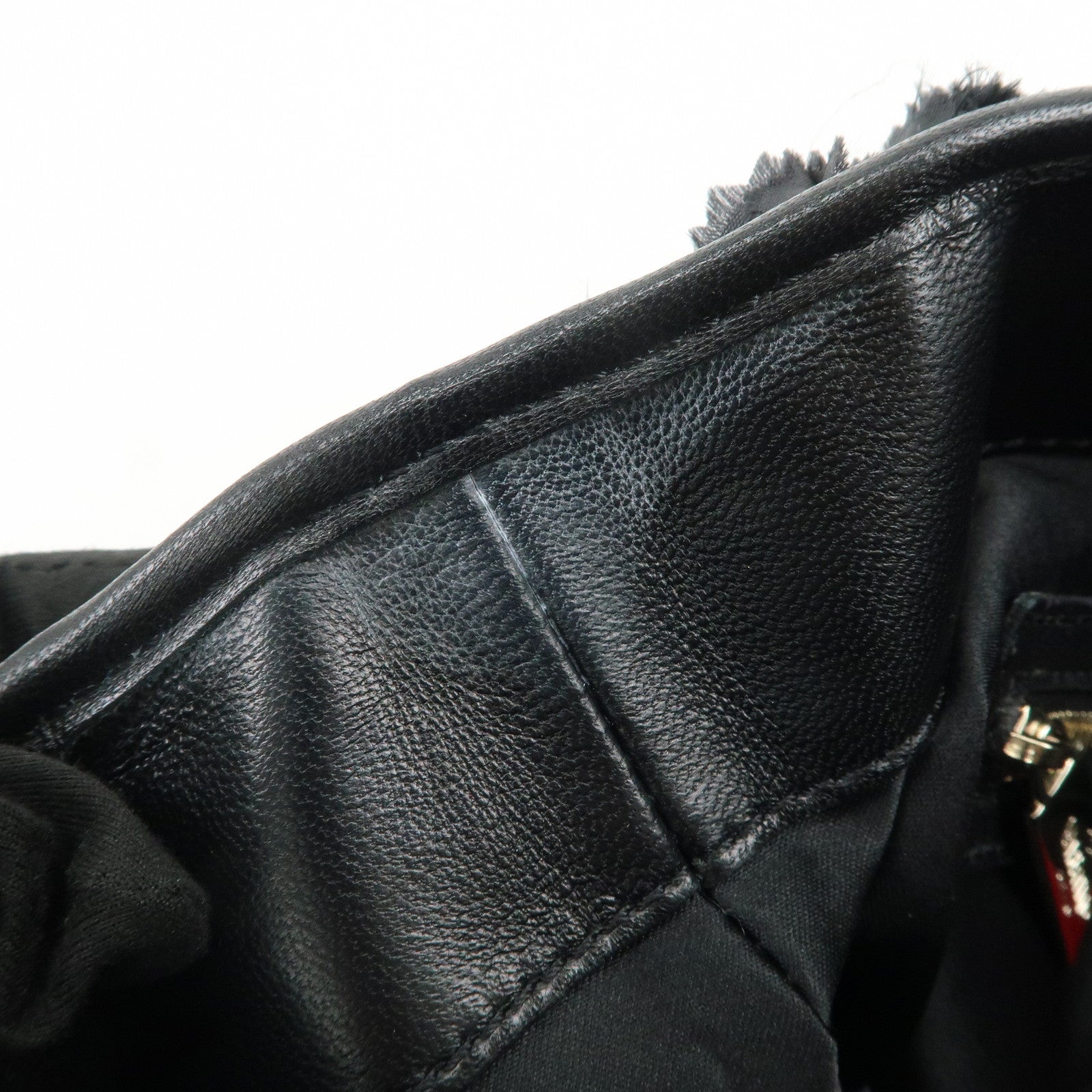 VALENTINO Logo Nylon Leather Hand Bag Navy Gold