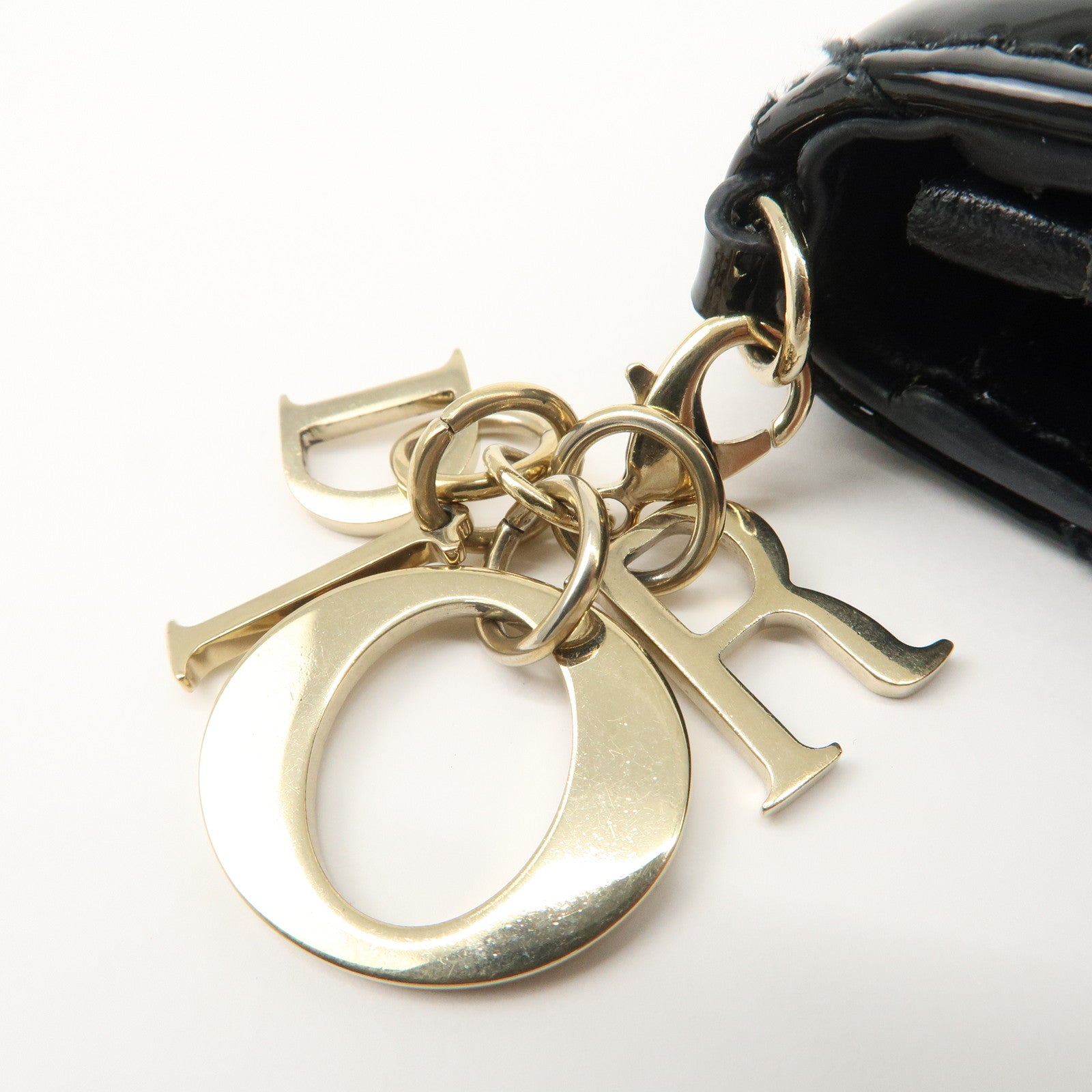 Christian Dior Cannage Lady Dior Patent Leather Card Holder Black S0011