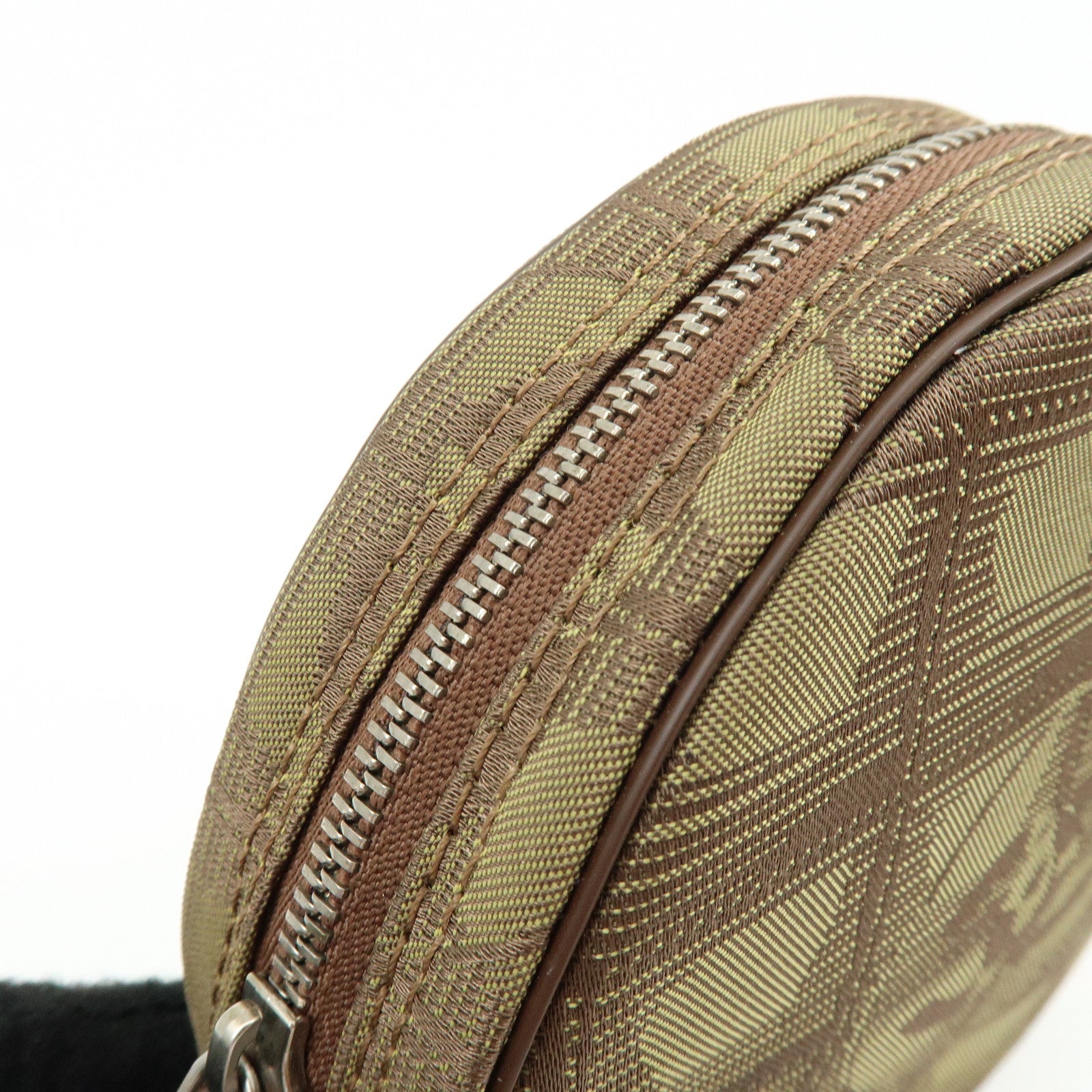 CHANEL New Travel Line COCO Mark Canvas Cosmetic Pouch Khaki Brown