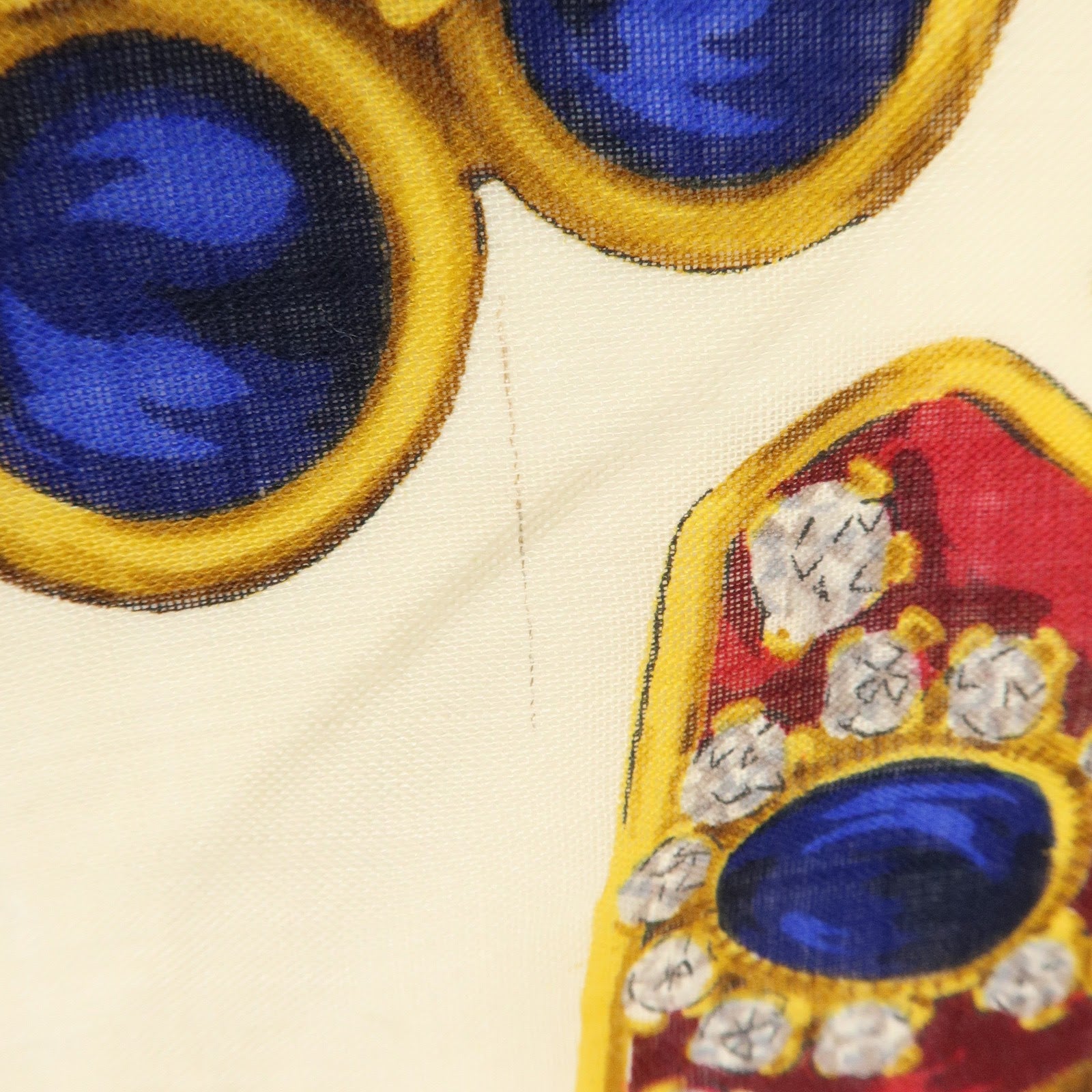 CHANEL Wook Silk Jewlry Pattern Scarf Beige Gold Red Blue