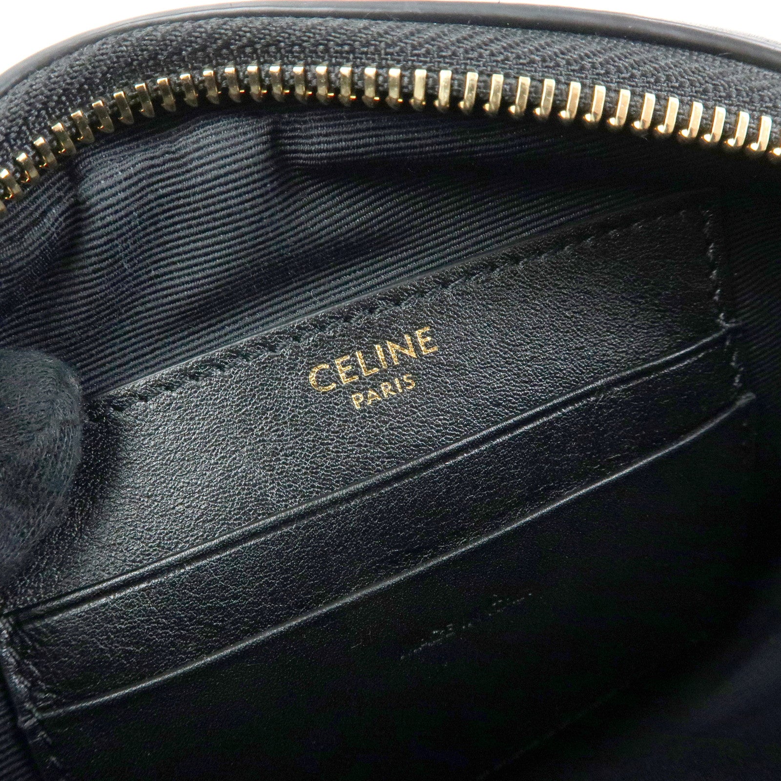 CELINE C Charm Leather Shoulder Bag Crossbody Bag Camera Bag Black