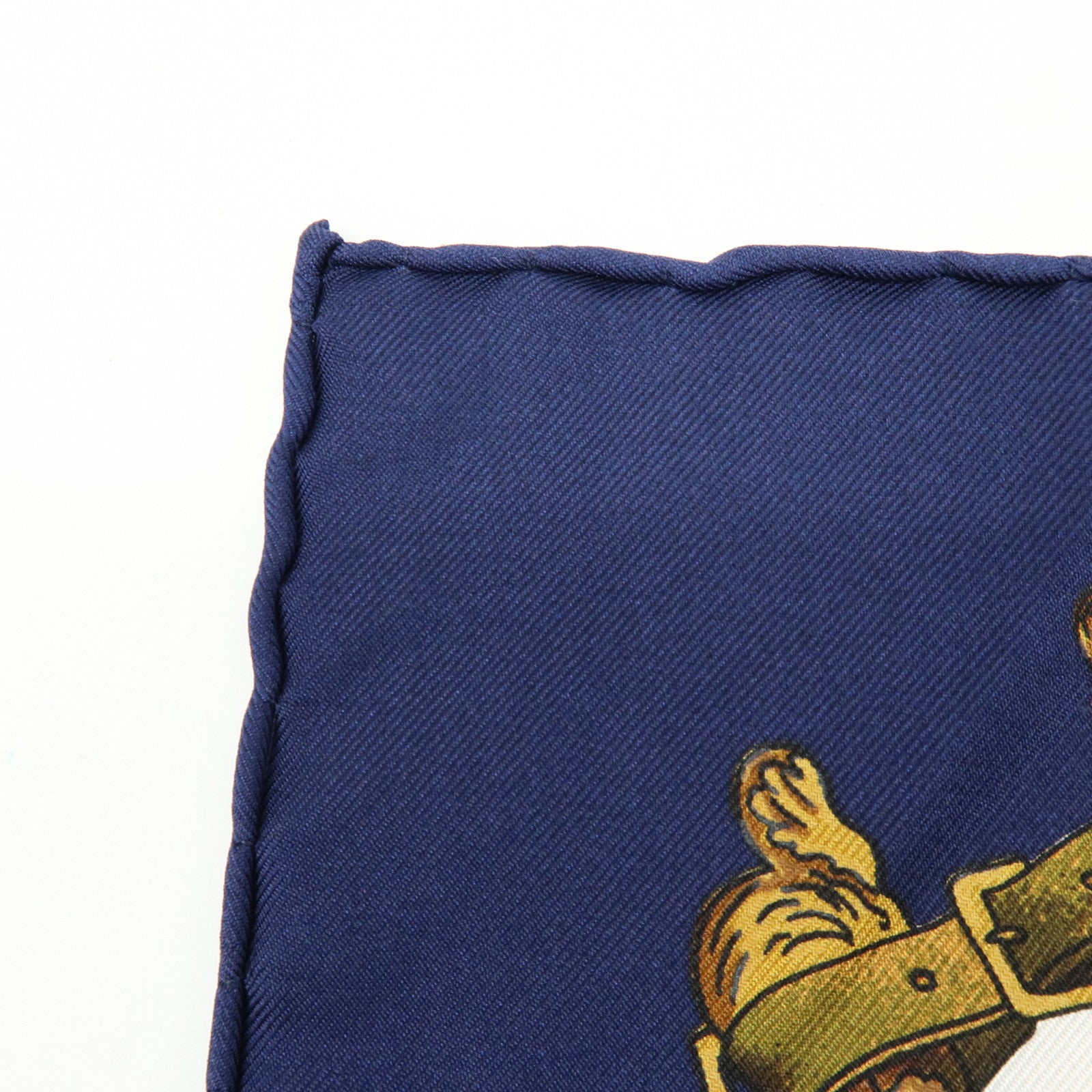 HERMES Carre 90 Silk 100% Scarf MUSEE Navy Ivory