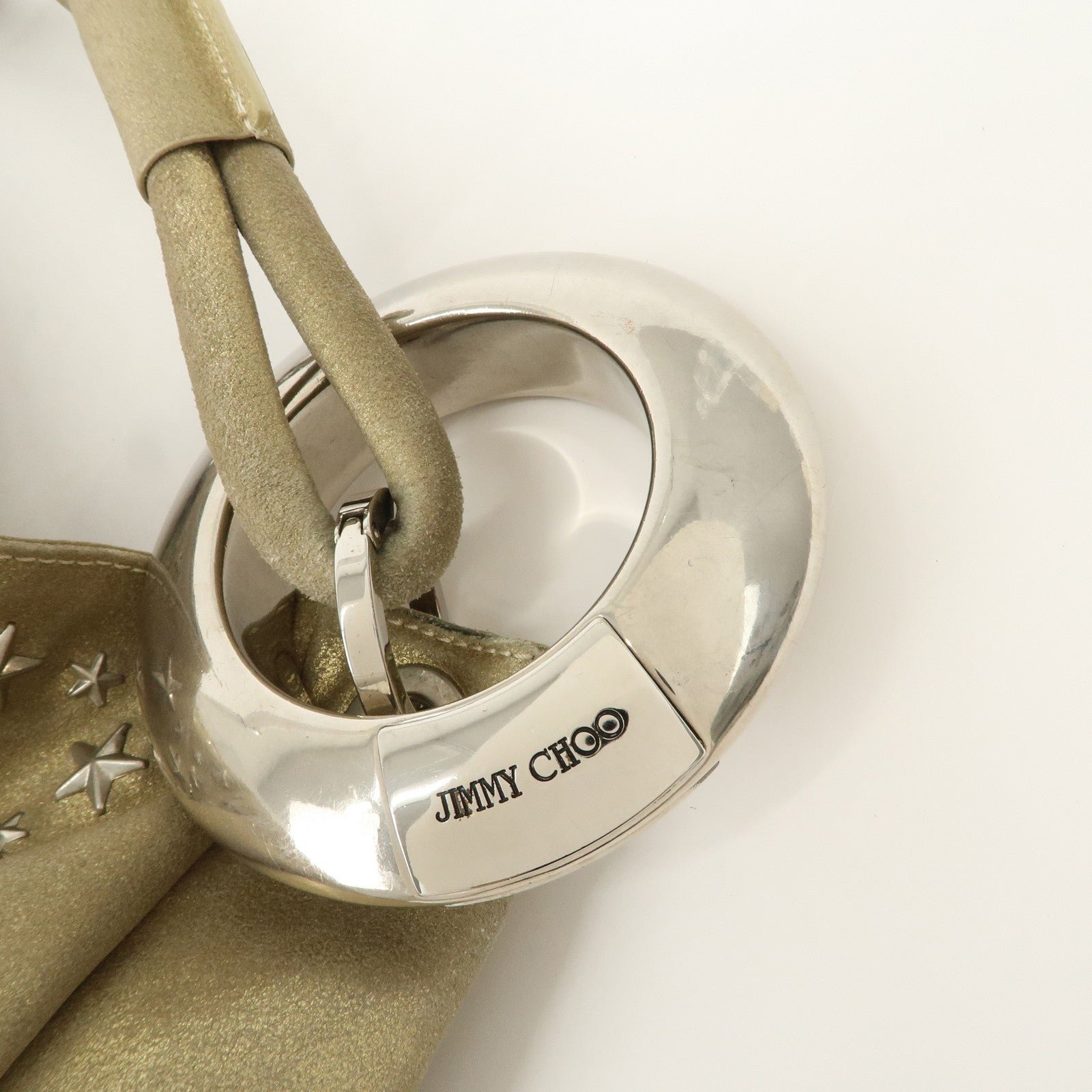 JIMMY CHOO Sky Bag Studs Leather Shoulder Bag Gold