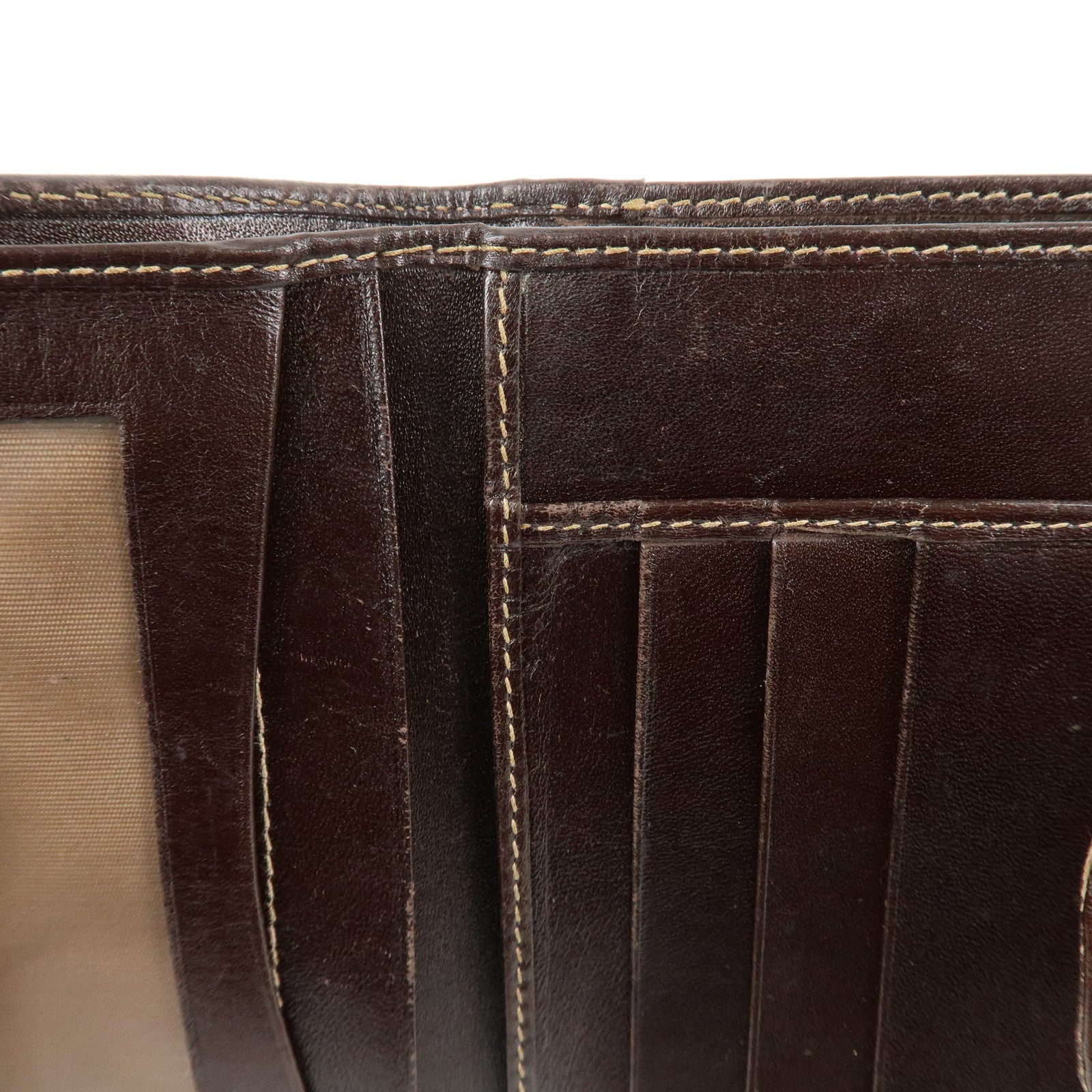 FENDI Zucca Canvas Leather Bi-Fold Wallet Brown Black Used