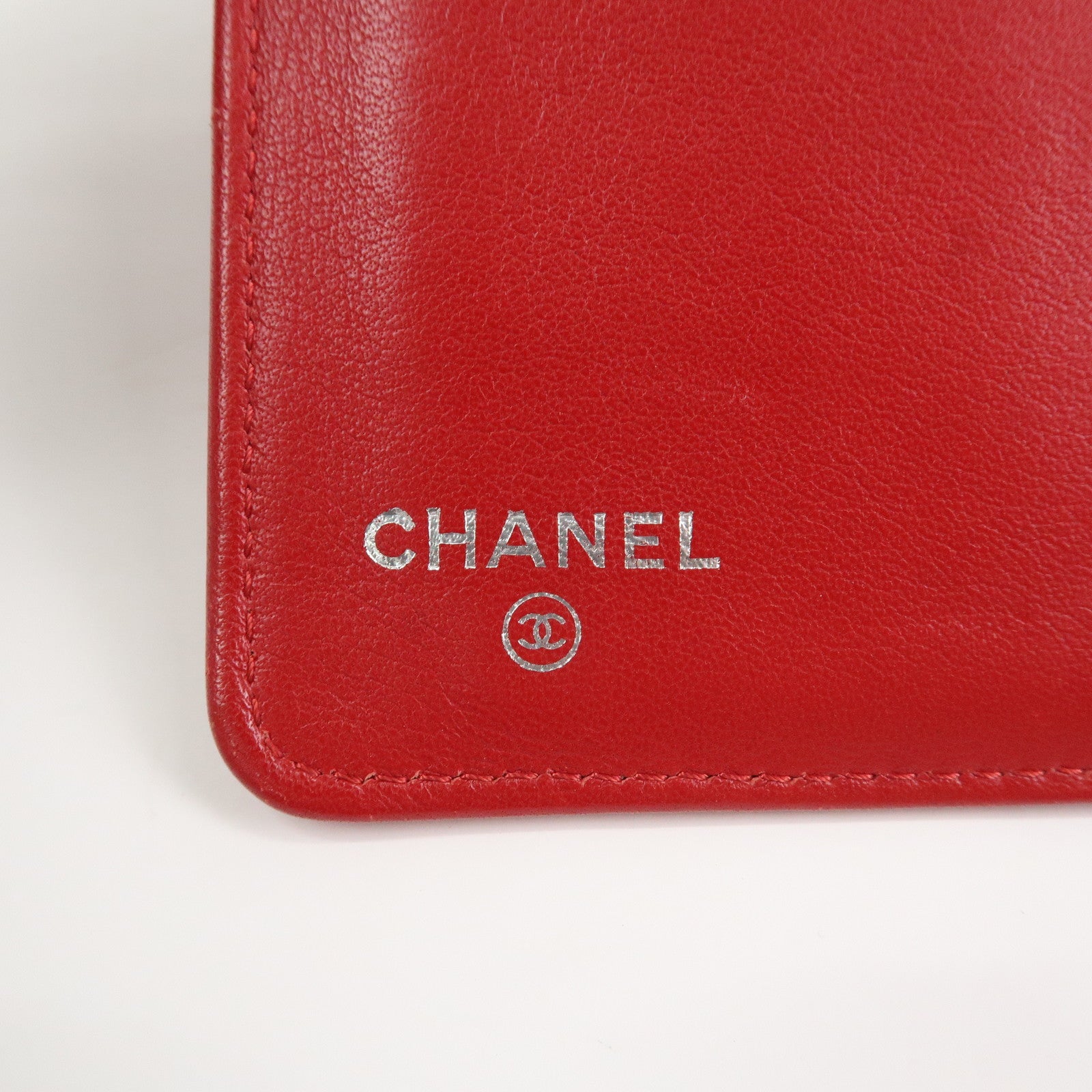 CHANEL COCO Mark Caviarskin Bi-Fold Long Wallet Red