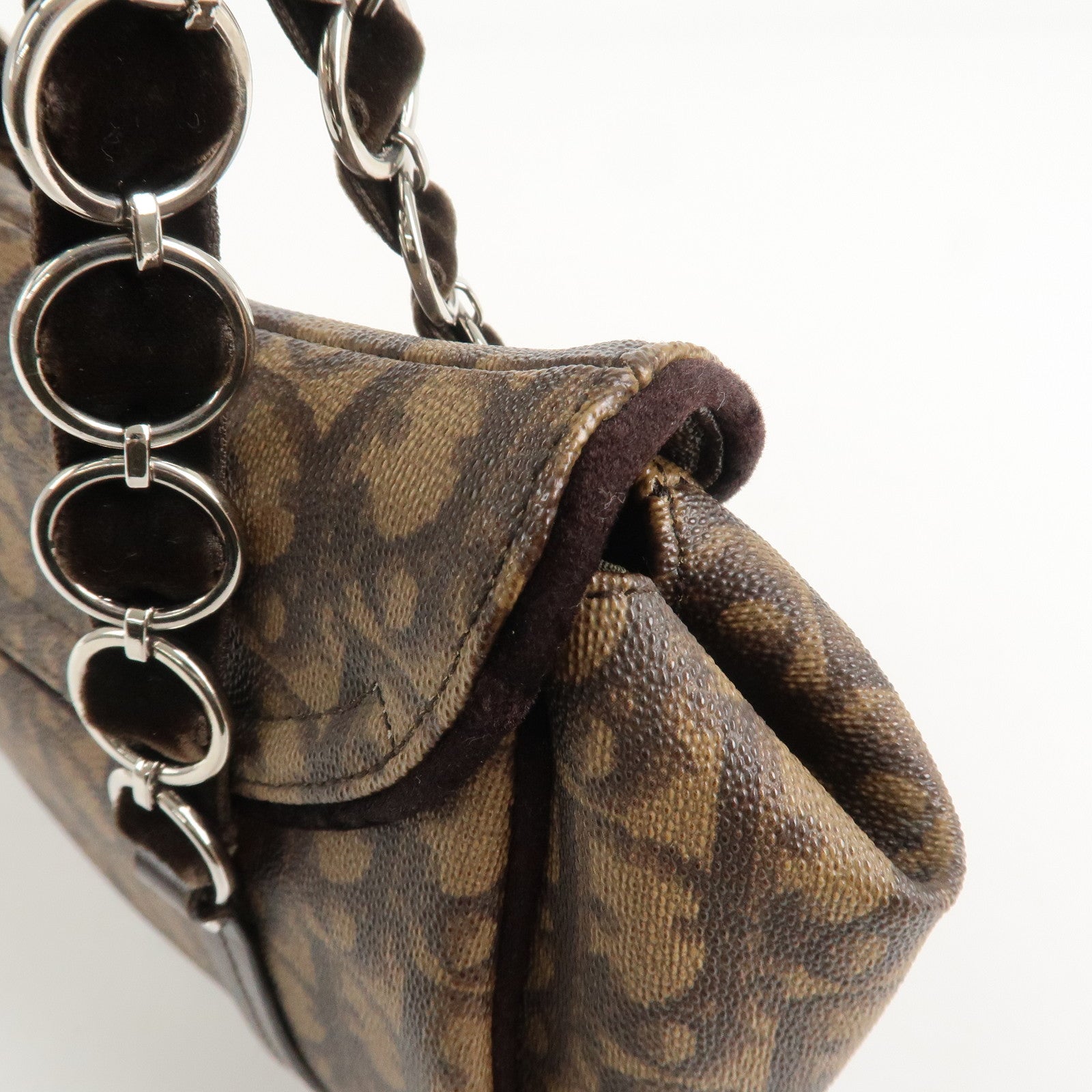 Christian Dior Trotter Romantic PVC Suede Hand Bag Brown