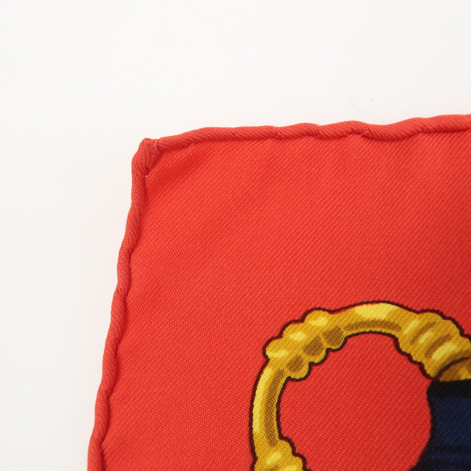 HERMES Carre 90 Silk 100% Scarf Soleil de Soie Gold Red Navy