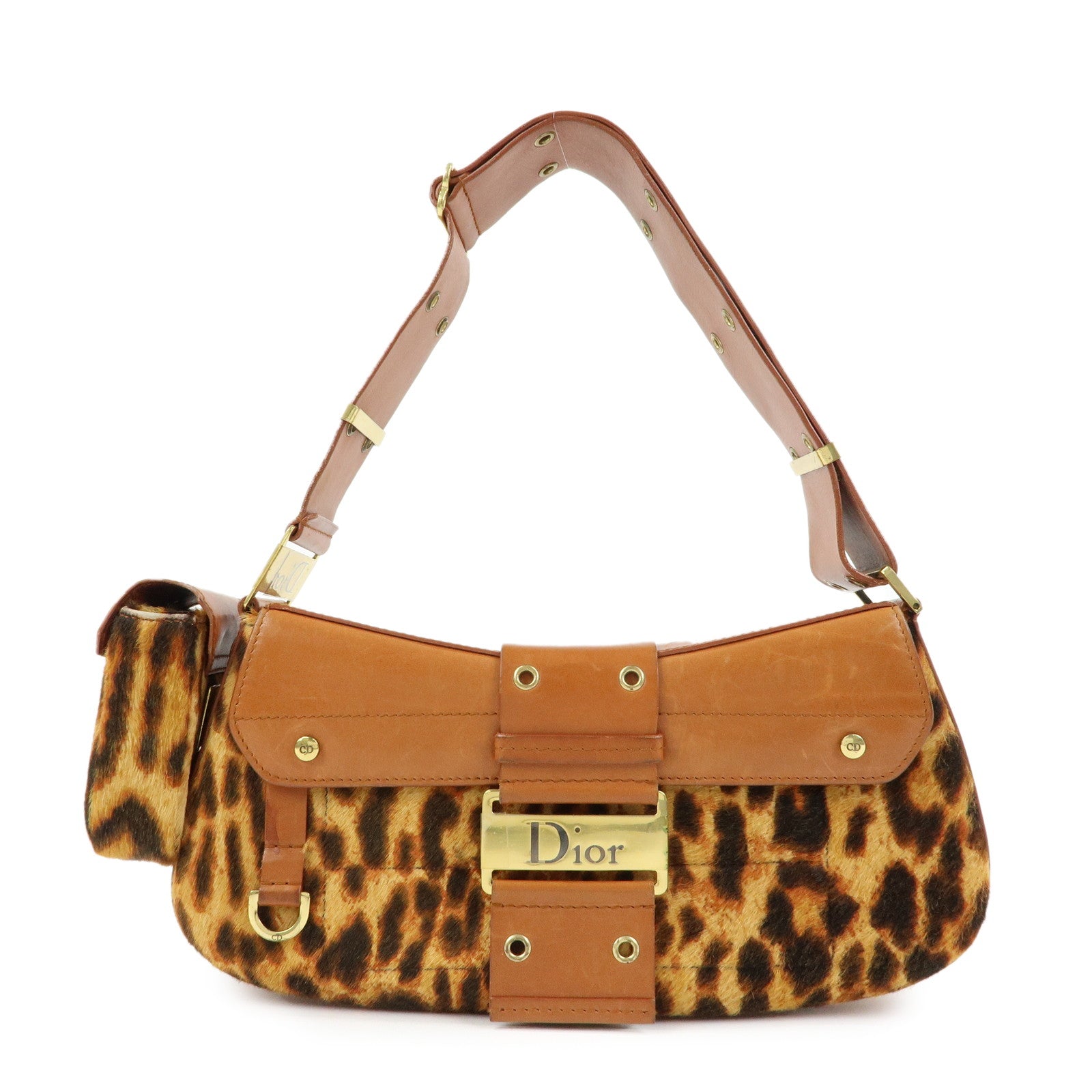 Christian Dior Street Chic Unborn Calf Leather Hand Bag Leopard