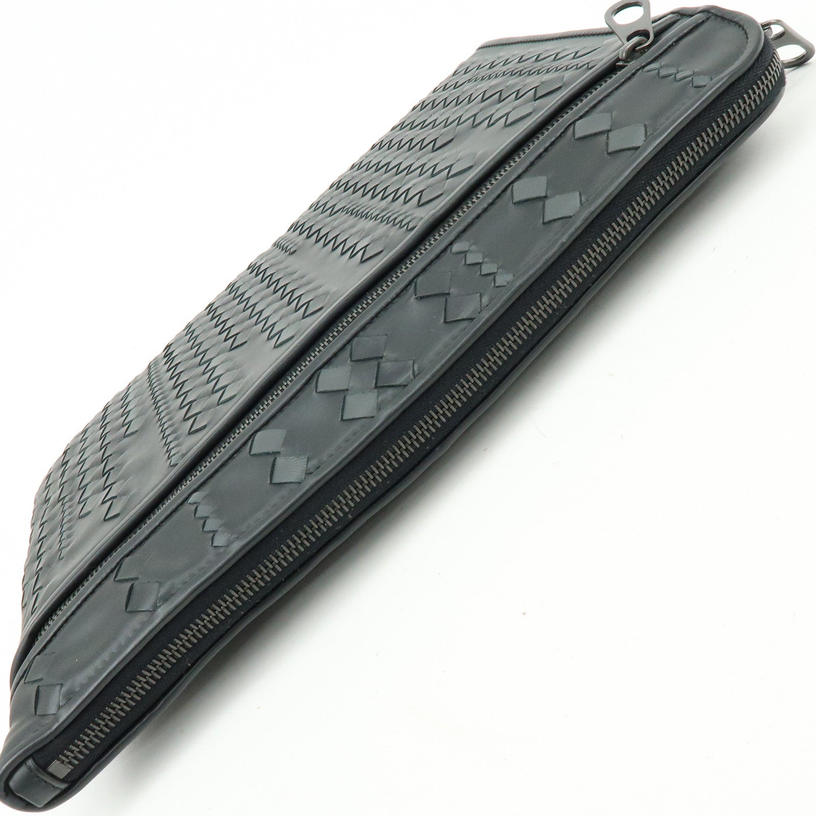 BOTTEGA VENETA Imperatore Intrecciato Clutch Bag Pouch Black