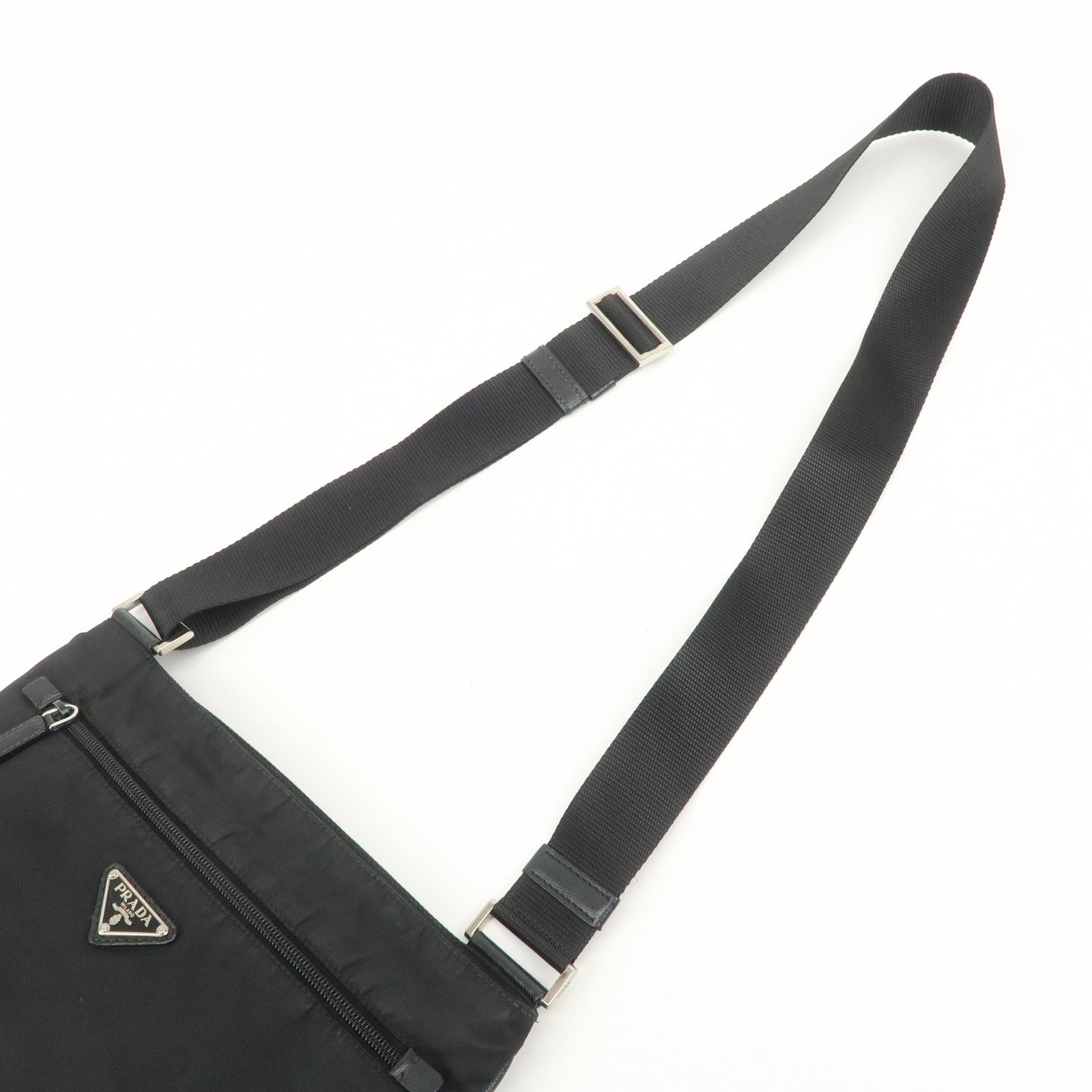 PRADA Triangle Logo Nylon Shoulder Bag Crossbody Bag Black