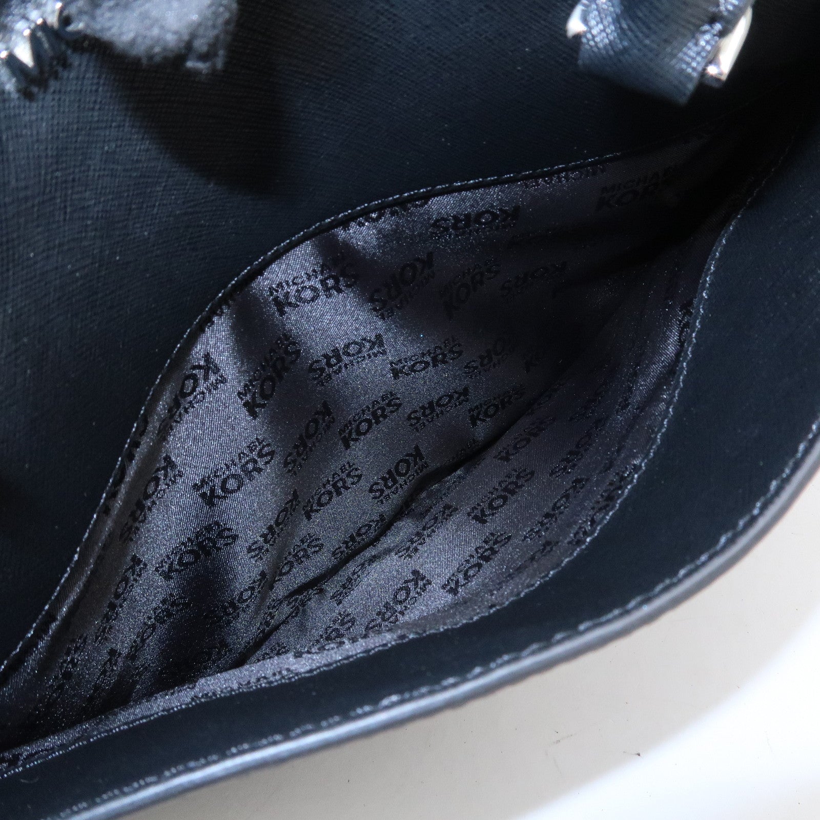 MICHAEL KORS Leather 2 Way Shoulder Bag Hand Bag Black Silver