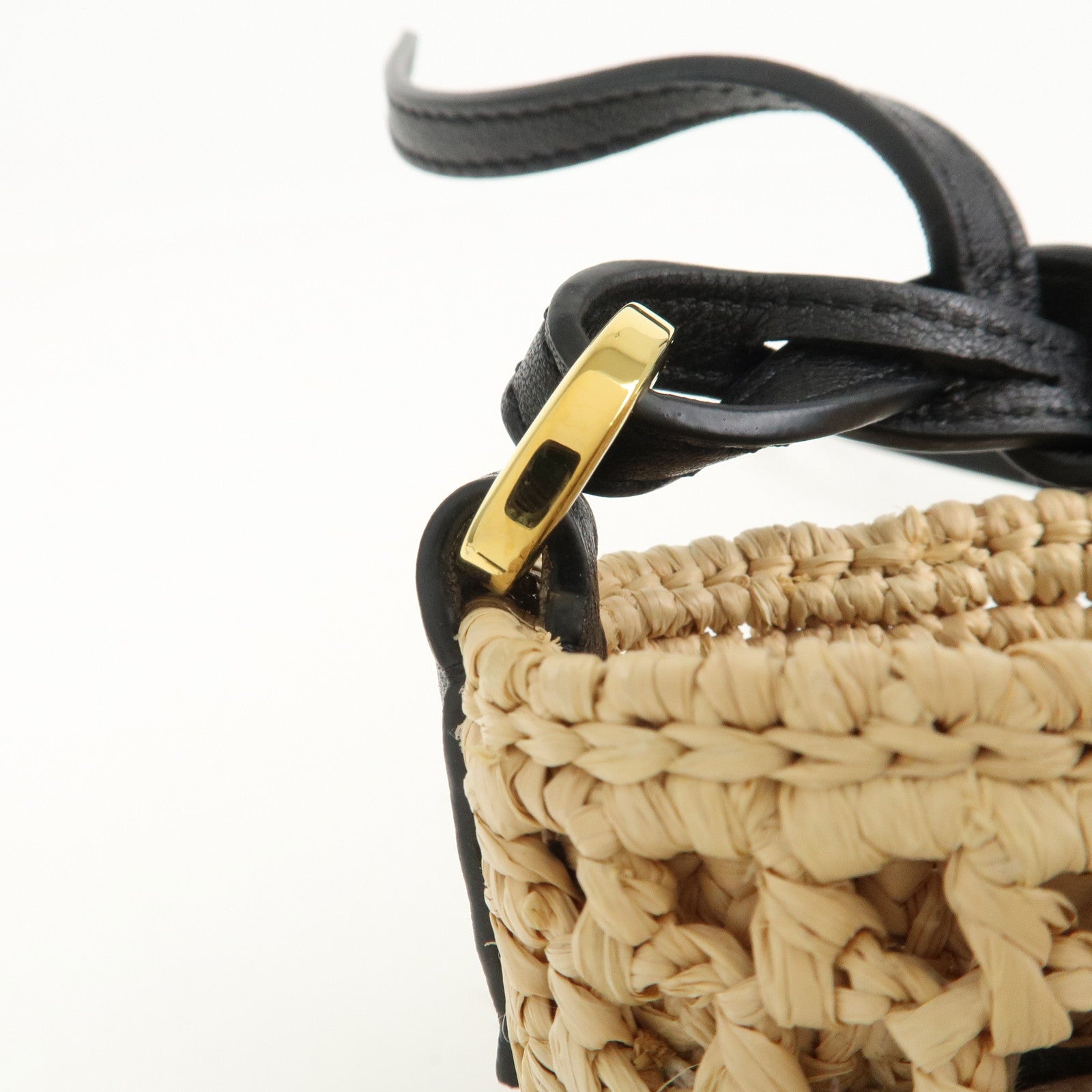 LOEWE Raffia Leather Pochette Bag Shoulder Bag Natural
