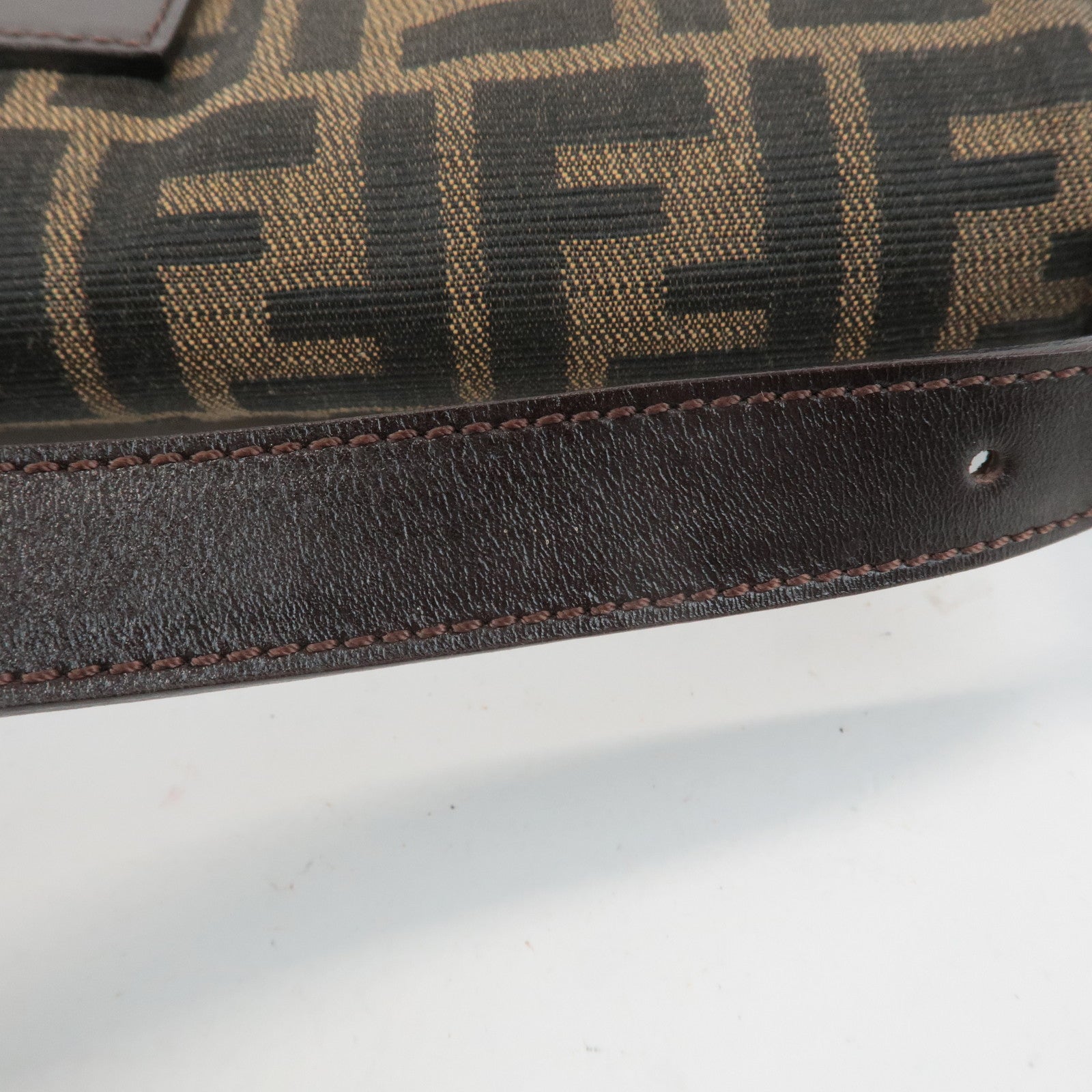 FENDI Zucca Mamma Baguette Canvas Shoulder Bag 26424 Brown Black Used