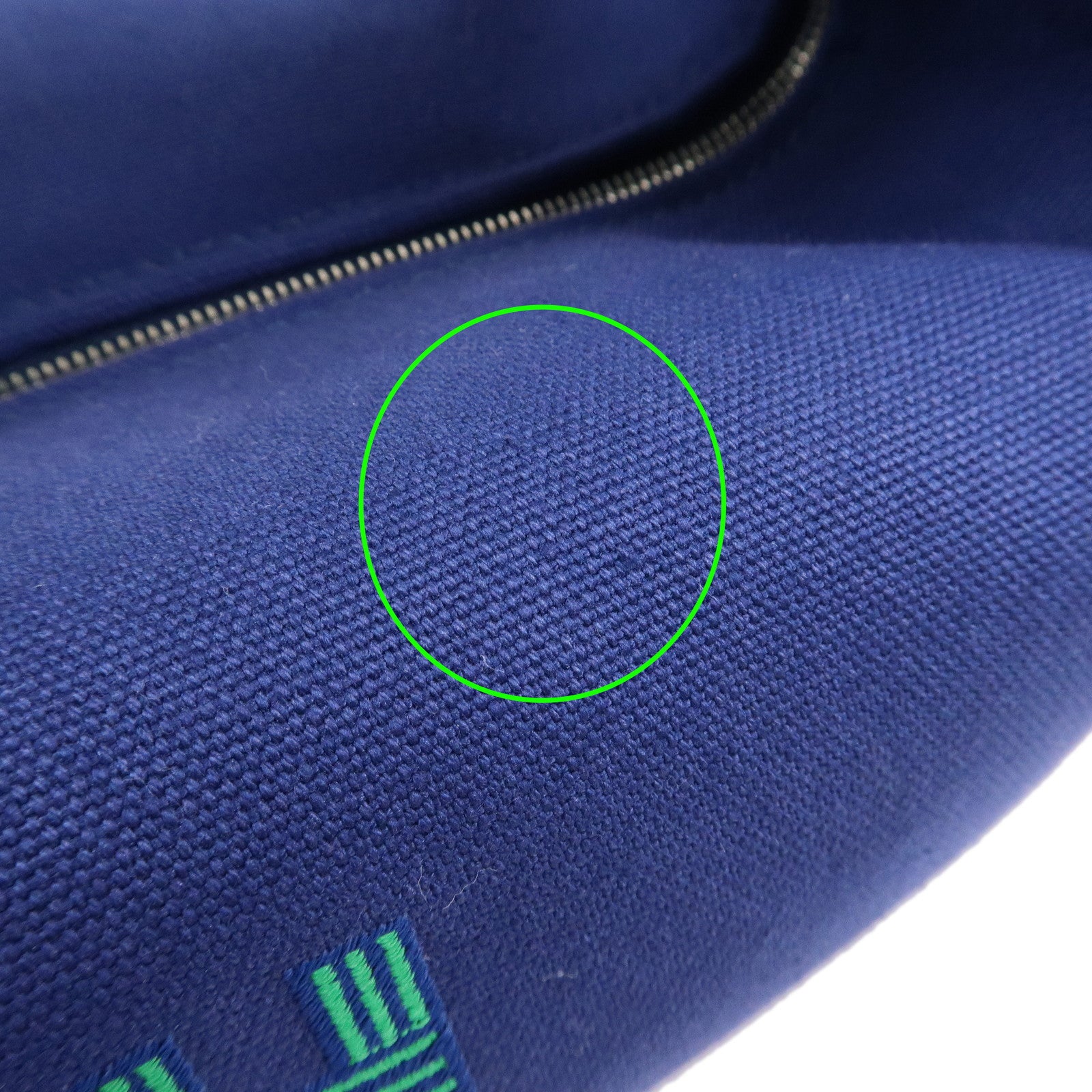 HERMES Bride A Brac PM Canvas Leather Hand Bag Pouch Navy Green