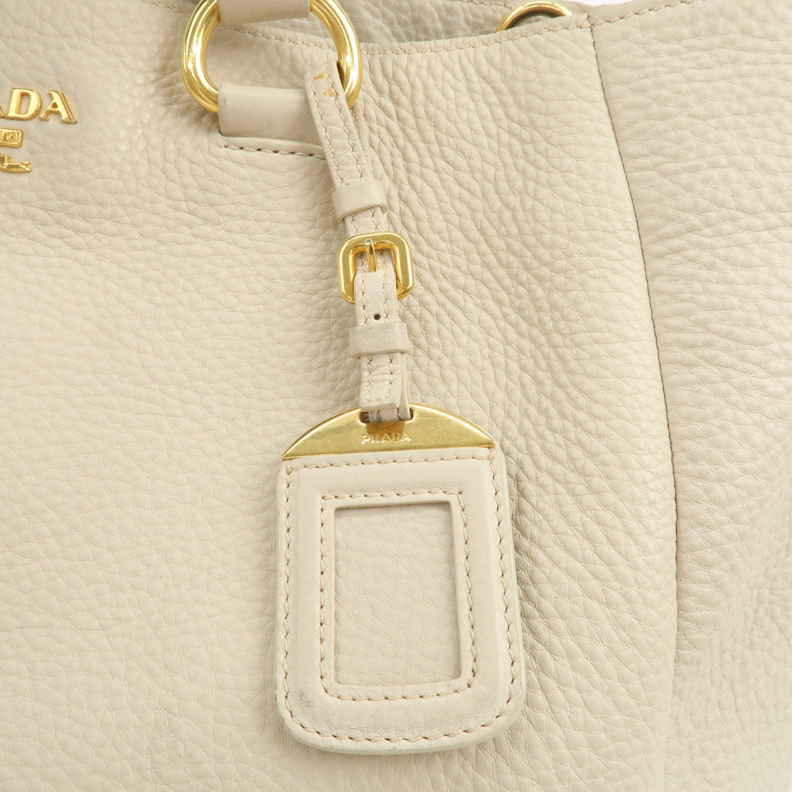 PRADA Logo 2Way Bag Hand Bag Shoulder Bag Ivory